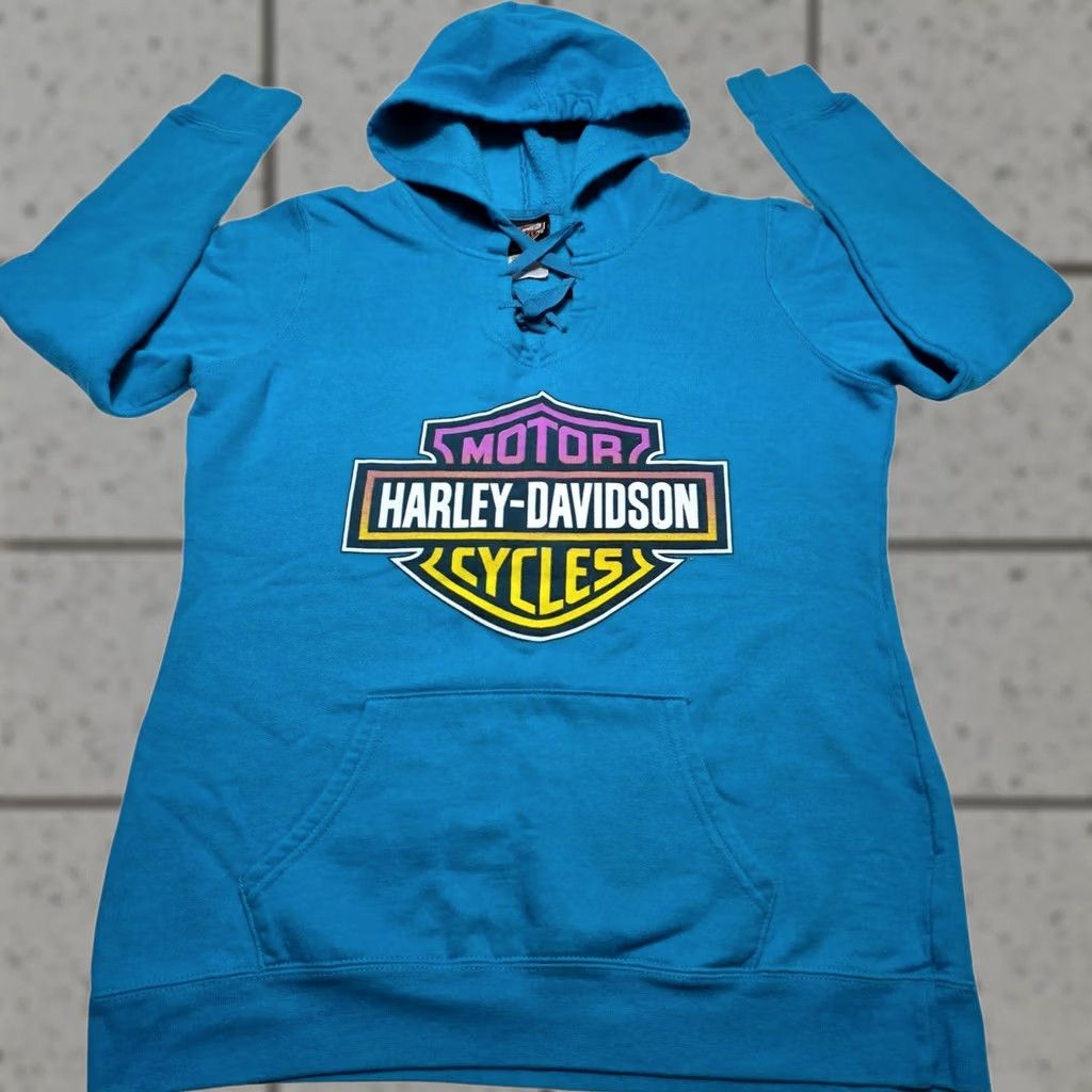 Harley Davidson Harley-Davidson Florida Women Turquoise Aqua Sweatshirt Pullover Hoodie Medium Blue Pullover Sweatshirt Womens Regular M Aqua Turquoise Vintage? No Size M / US 6-8 / IT 42-44 - 1 Thumbnail