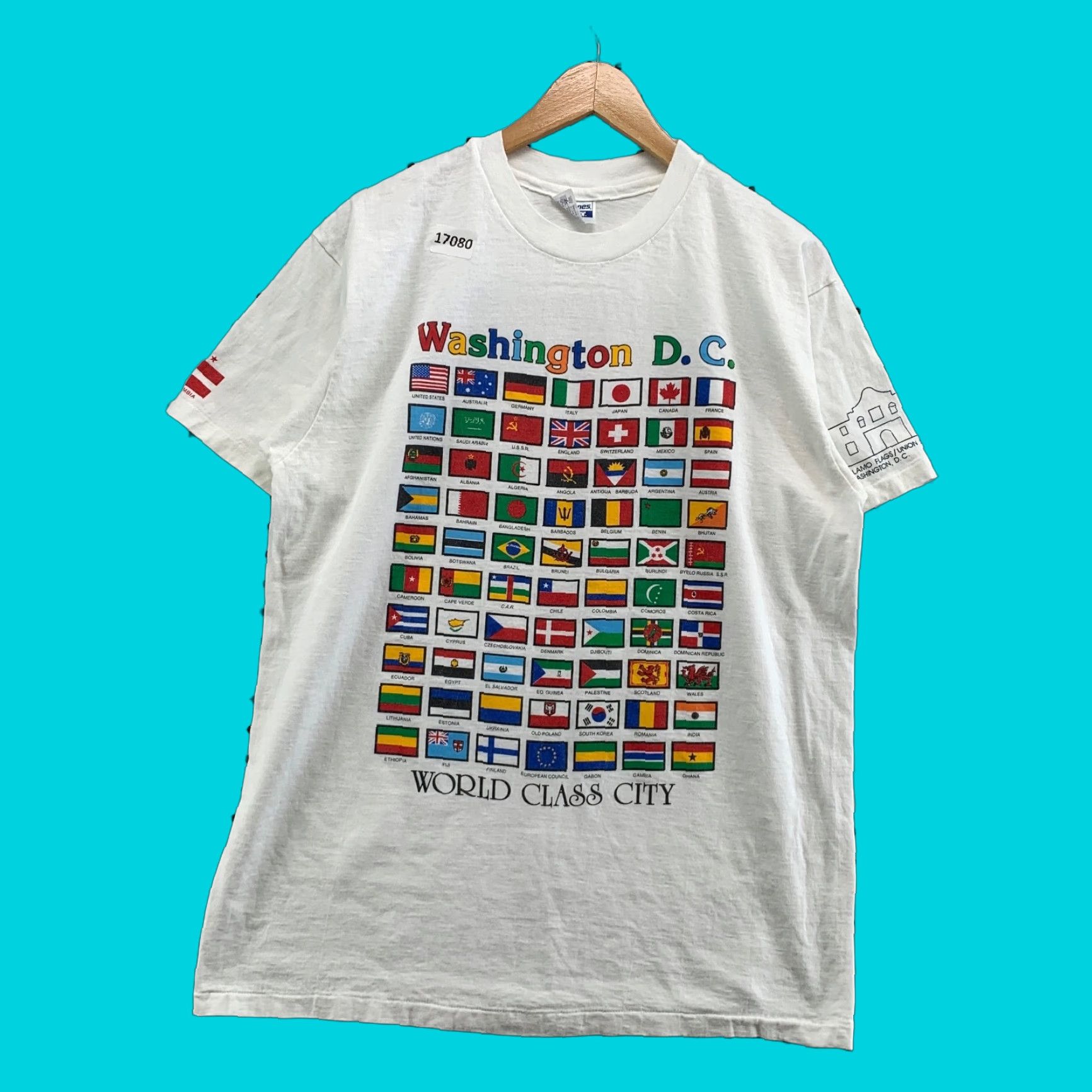 Hanes VINTAGE Washington DC Alamo Flags Shirt Mens XL White 90s USA Hanes T-Shirt Size US XL / EU 56 / 4 - 1 Thumbnail