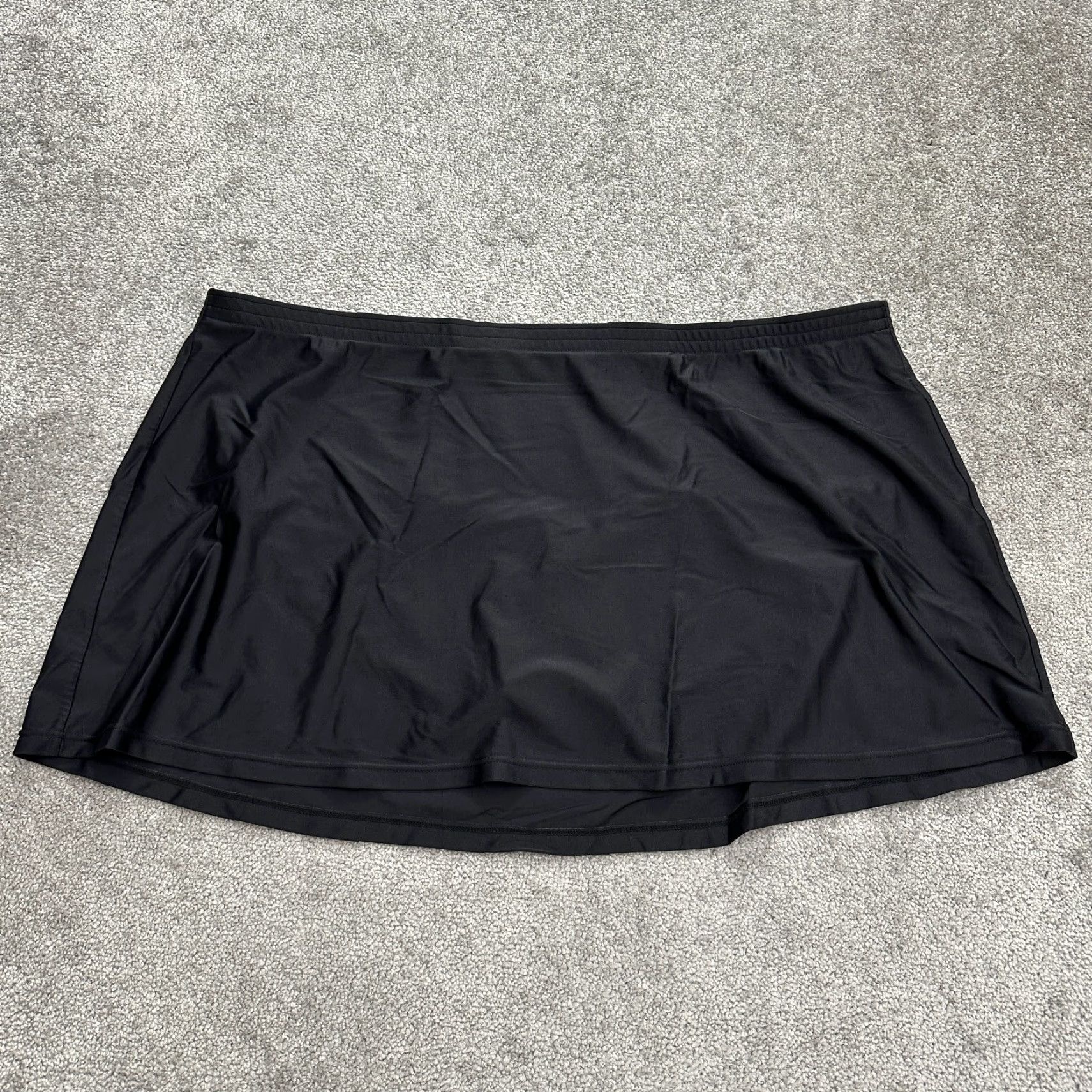 Vintage Ulla Popken Swim Skirt Women 24 Black A-Line Mini Nylon Lined Swimming Summer Size 42" / US 20 - 2 Thumbnail