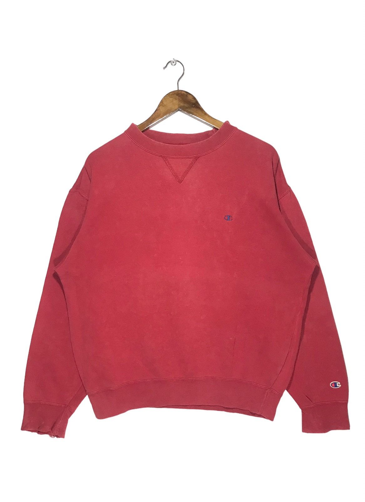 Vintage By Champion Plain Faded Red Color Sweatshirt