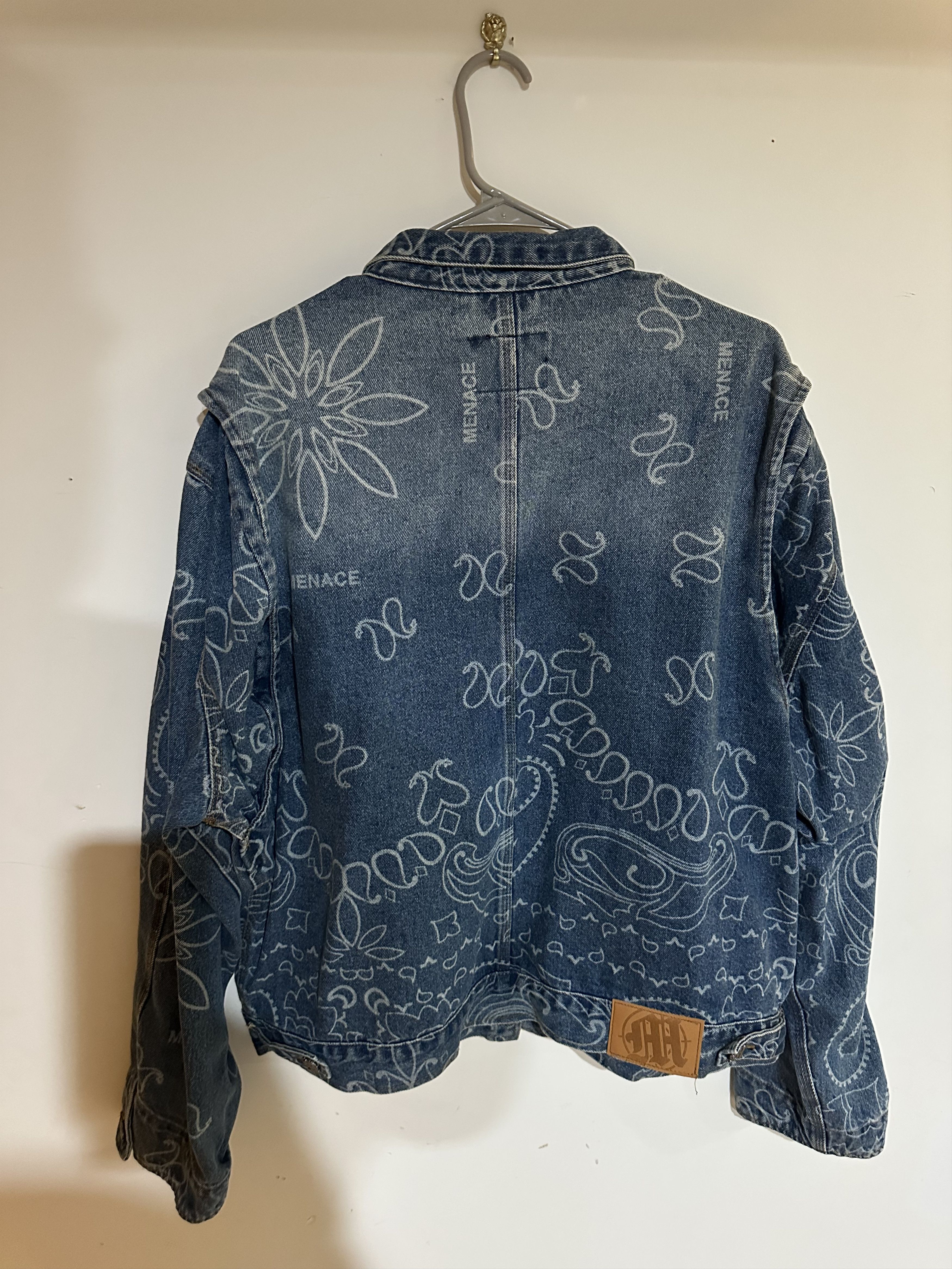 Menace Laser Engraved Paisley Denim Jacket Size US XXL / EU 58 / 5 - 2 Thumbnail