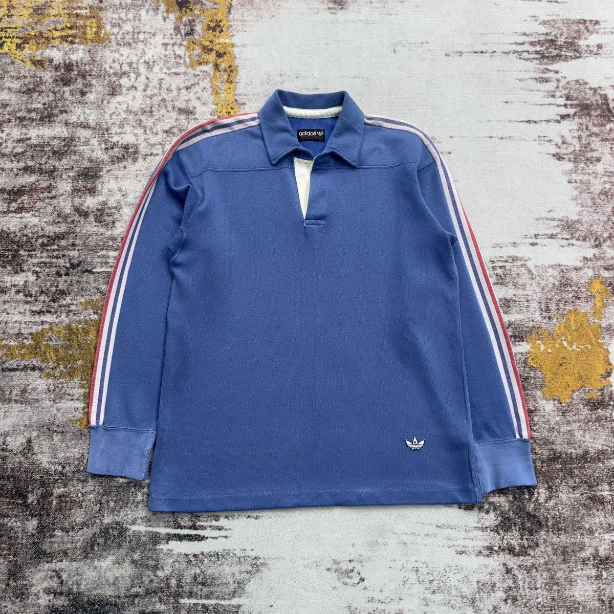 Adidas VINTAGE ADIDAS DESCENTE 3-STRIPES RUGBY SHIRT 1980s BLUE Size US L / EU 52-54 / 3 - 2 Thumbnail