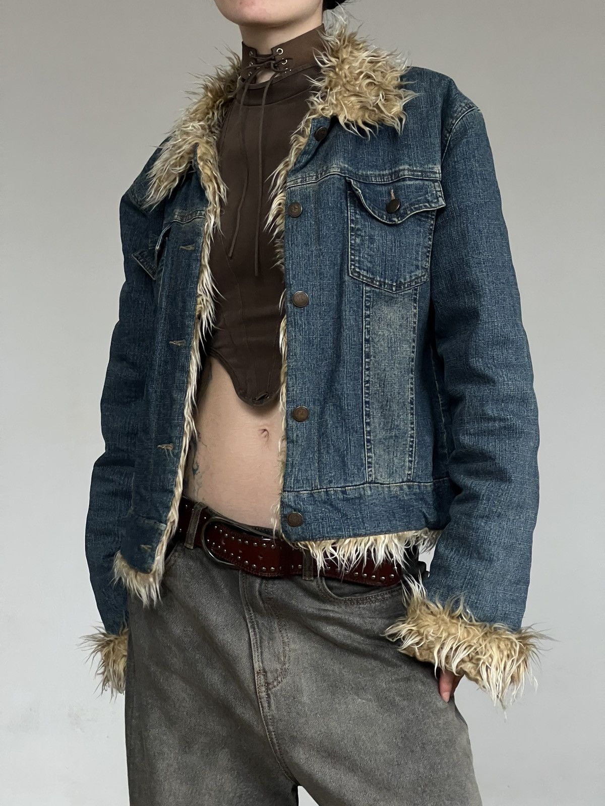 Vintage VINTAGE FAUX FUR DENIM JACKET AFGHAN COAT MINI PENNY LANE Size M / US 6-8 / IT 42-44 - 11 Thumbnail