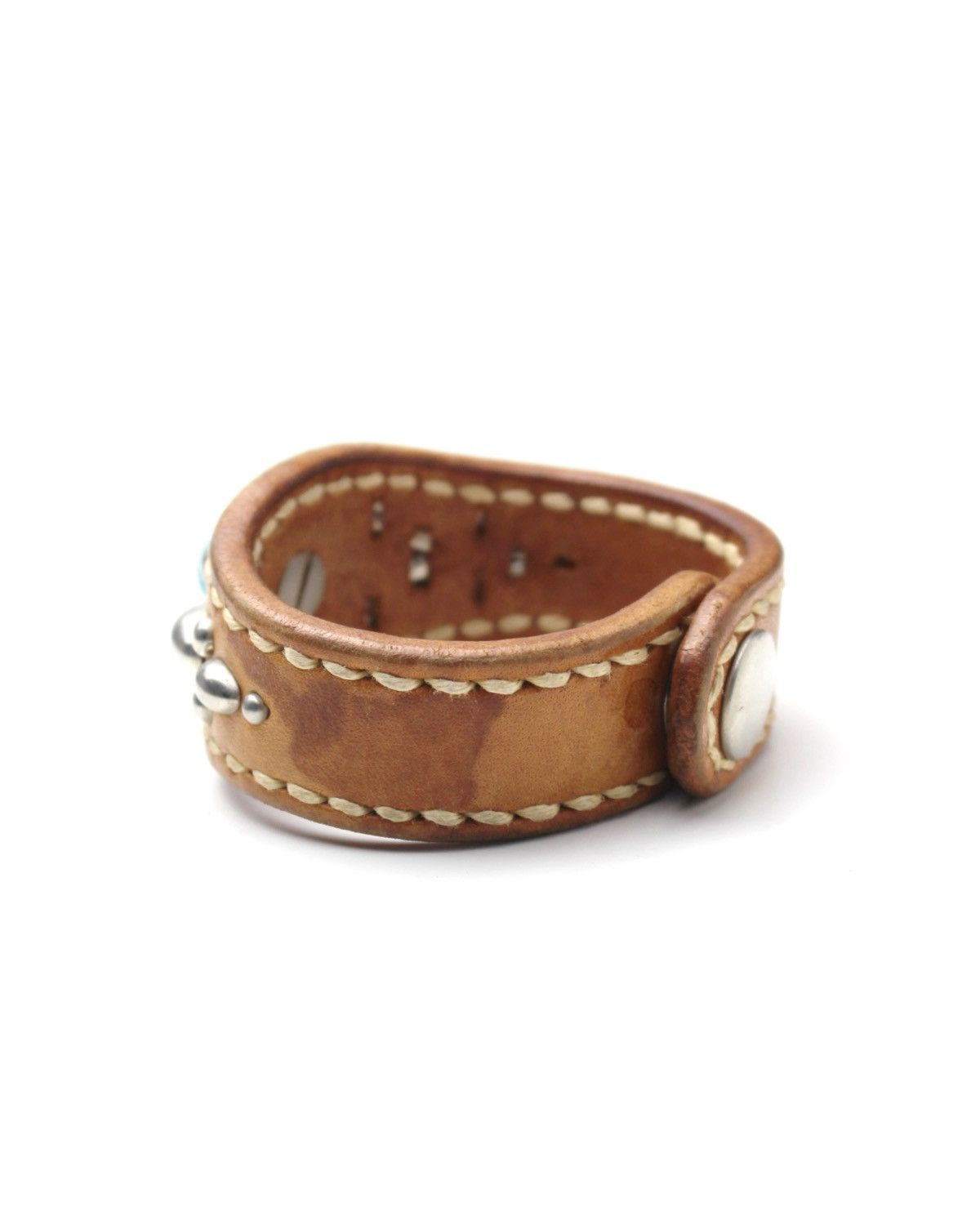 Vintage 2000S JAPANESE HANDCRAFTED WILD TURQUOISE LEATHER BRACELET Size ONE SIZE - 8 Thumbnail