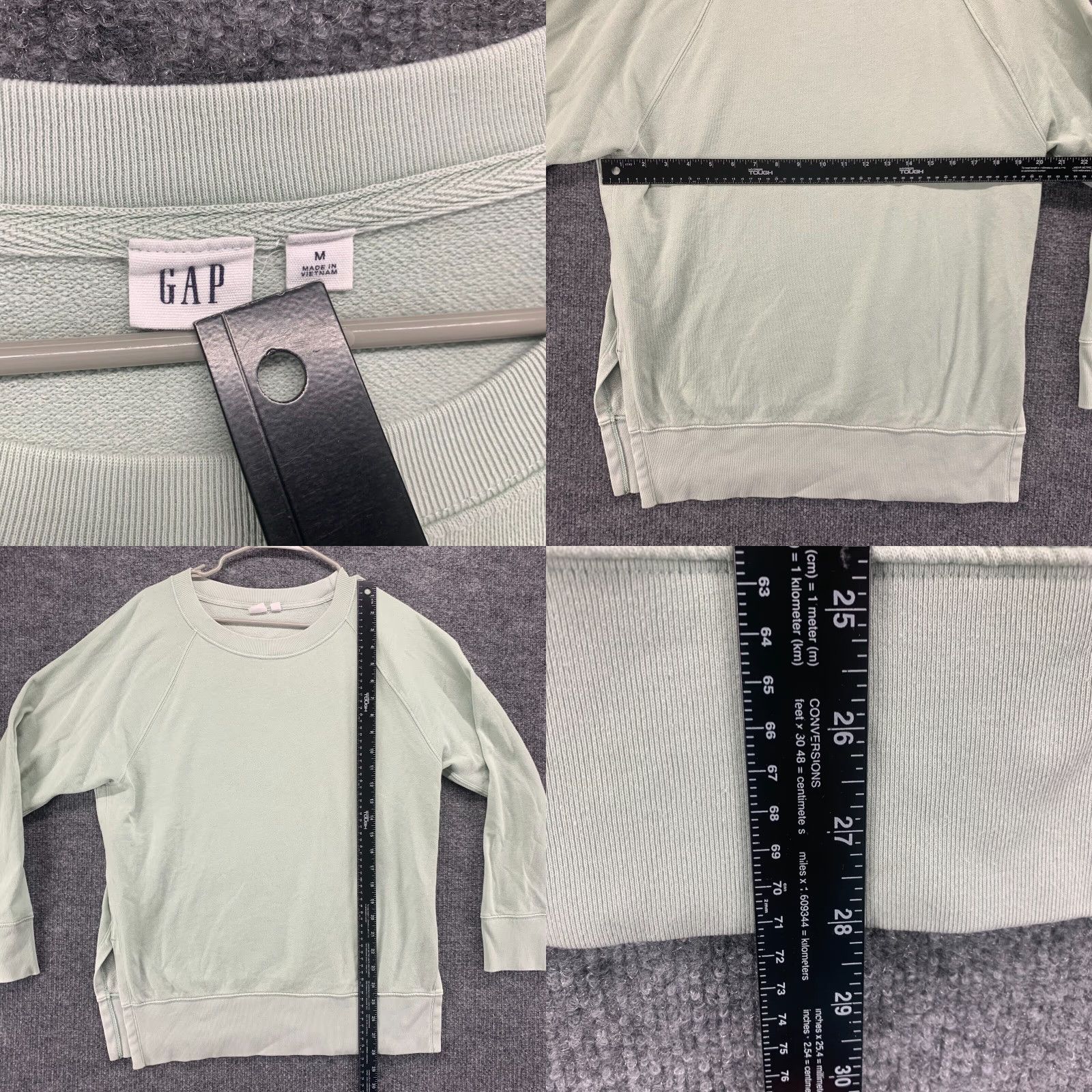 Gap Gap Sweatshirt Womens Medium M Green Pullover Side Slit Casual Ladies Crewneck Pullover Crew Neck Solid Cotton Polyester Comfort Regular Size M / US 6-8 / IT 42-44 - 8 Thumbnail