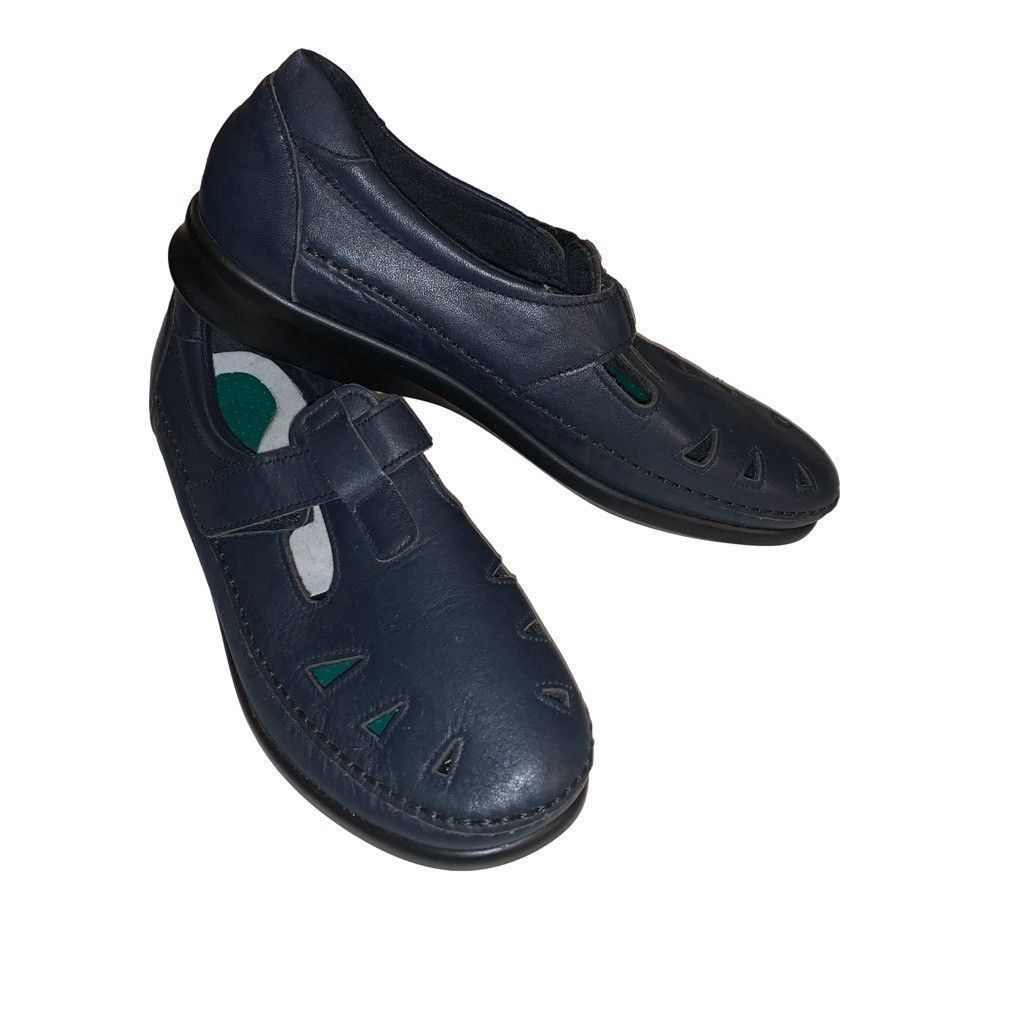 Women's Sas Blue Leather Shoes Size 9.5 M