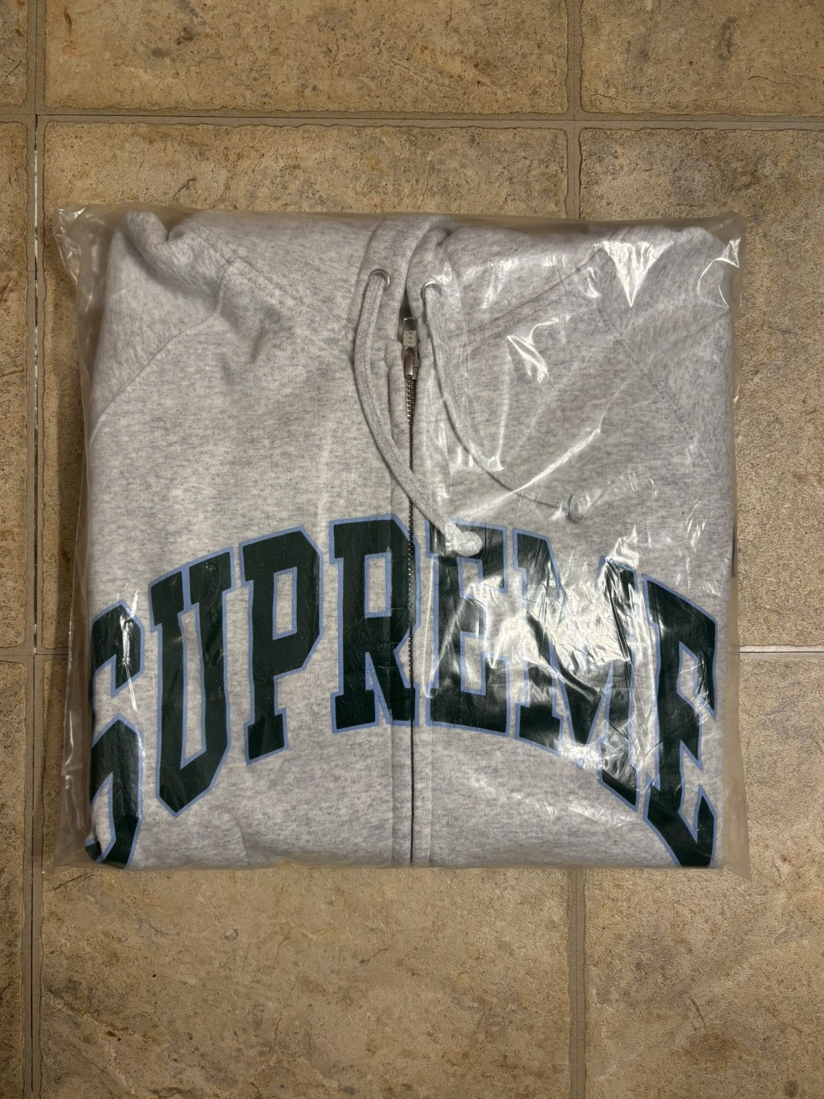 Supreme Supreme Text Stripe Zip Up Hooded Sweatshirt 