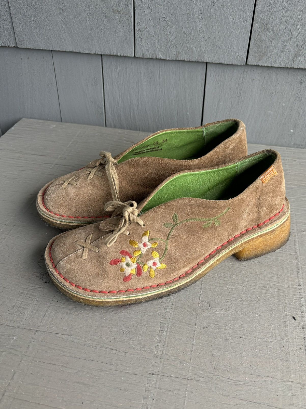 Camper × Designer Camper Mary Janes Suede Embroidered Crepe Sole Loafer Boot 6 Size US 6 / IT 36 - 1 Thumbnail