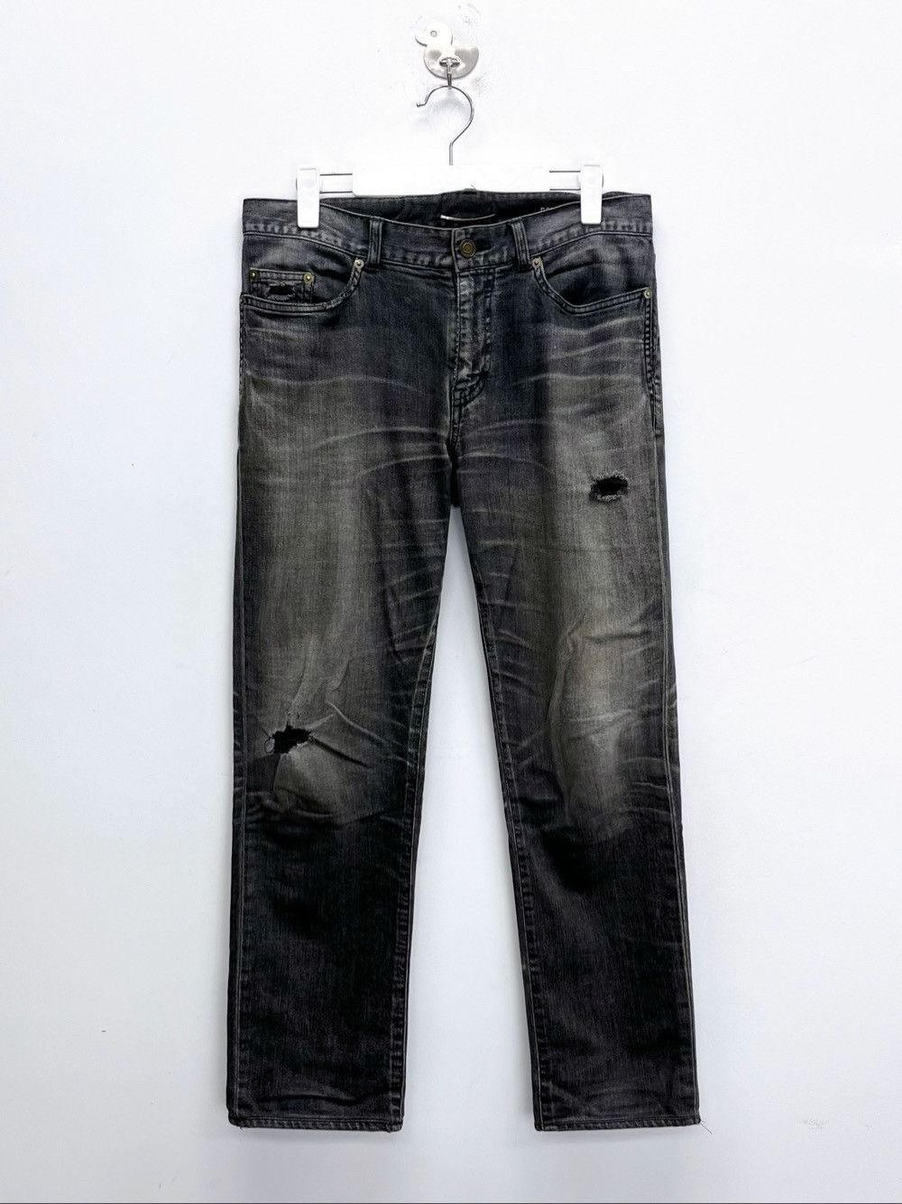 Saint Laurent Paris Saint Laurent D02 Distressed Denim Jeans Size 31 Size US 31 - 1 Thumbnail