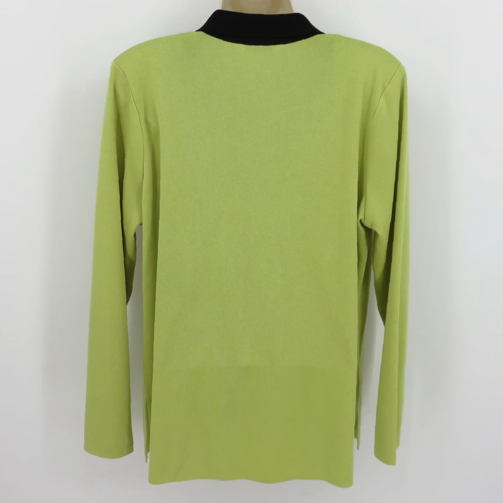 Vintage Misook Cardigan Sweater Women M Green Black Collared Two Button Vintage No Size M / US 6-8 / IT 42-44 - 6 Thumbnail