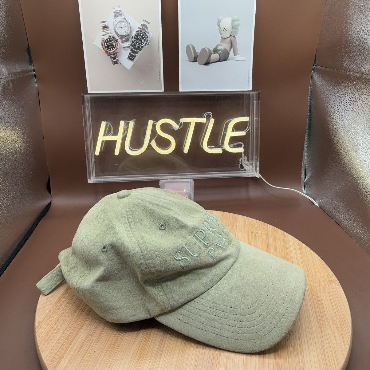Supreme Supreme NY Mint Green Suede PARIS Tonal Logo 6 Panel Cap Hat Size ONE SIZE - 2 Thumbnail