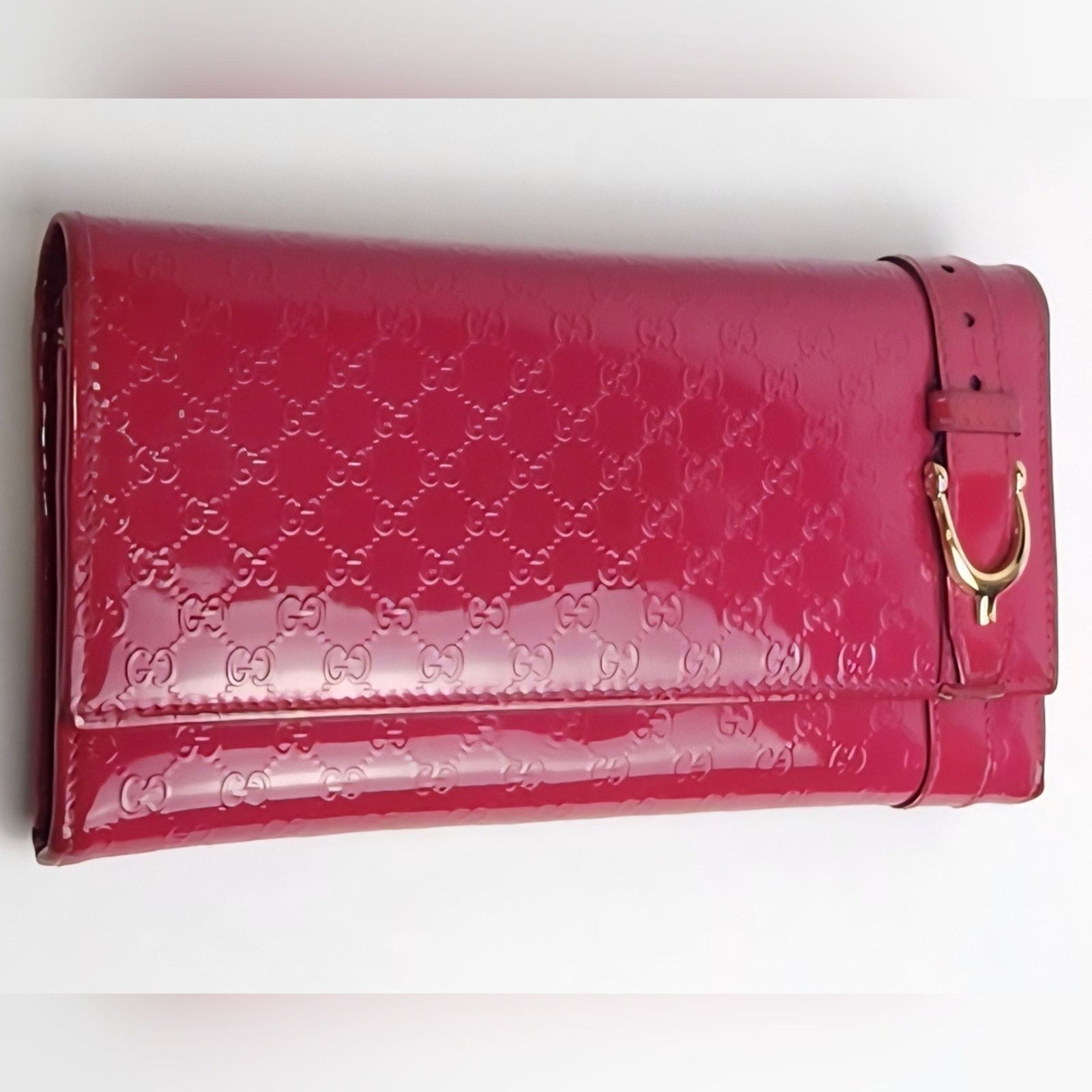 Gucci Gucci Fuscia Patent Microguccissima Long Wallet Hot Pink Size ONE SIZE - 2 Thumbnail