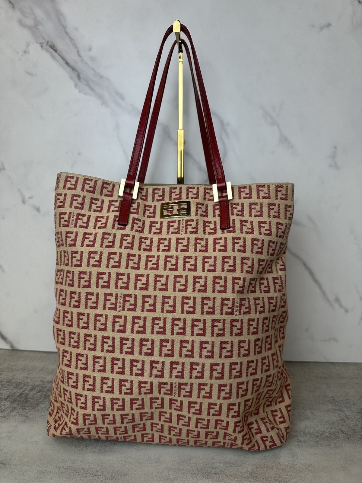 Fendi Fendi 1990s Red Zucca Canvas Tote Size ONE SIZE - 1 Thumbnail