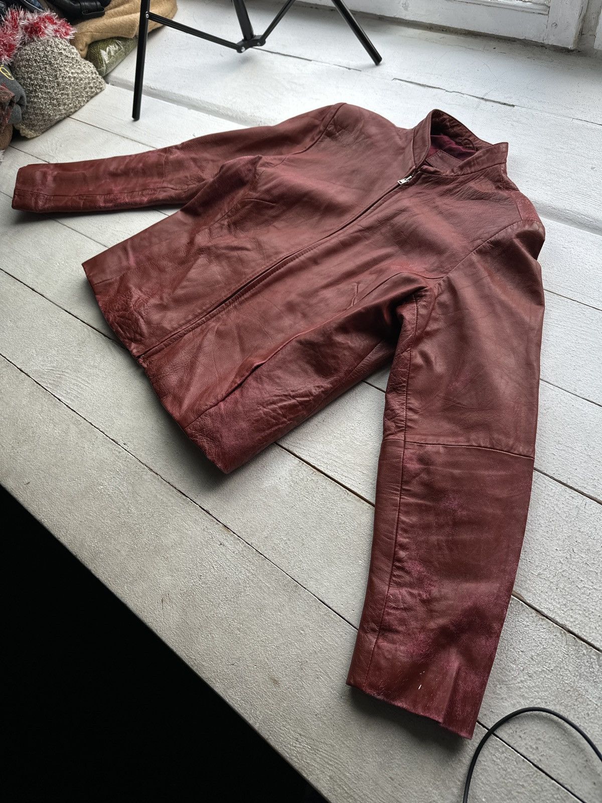 Other 🚨Y2K RICK OWENS TYPE DIRTY SLIM FIT ZIP LEATHER JACKET Size M / US 6-8 / IT 42-44 - 2 Thumbnail