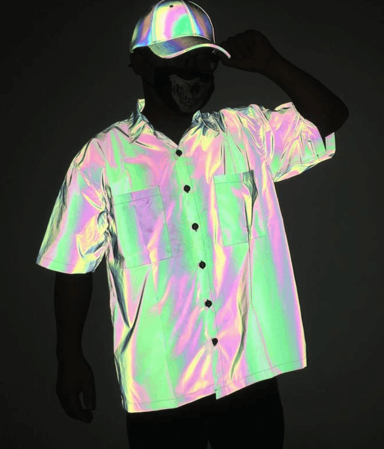 Designer Holographic Rainbow Reflective Mens Shirt Size US M / EU 48-50 / 2 - 2 Thumbnail