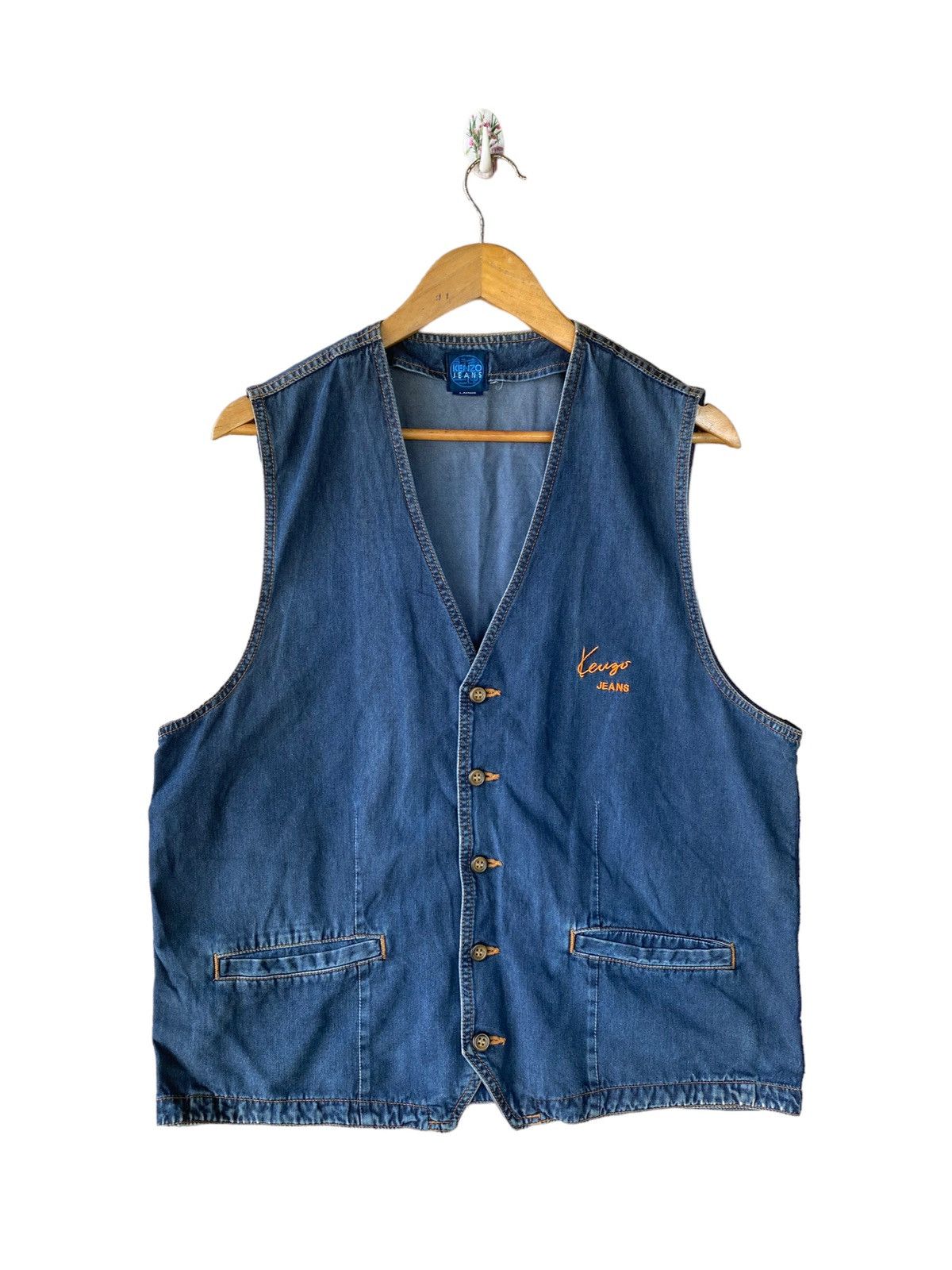 Designer × Kenzo 👘SALE👘KENZO JEANS VEST NICE DESIGN Size US L / EU 52-54 / 3 - 1 Thumbnail
