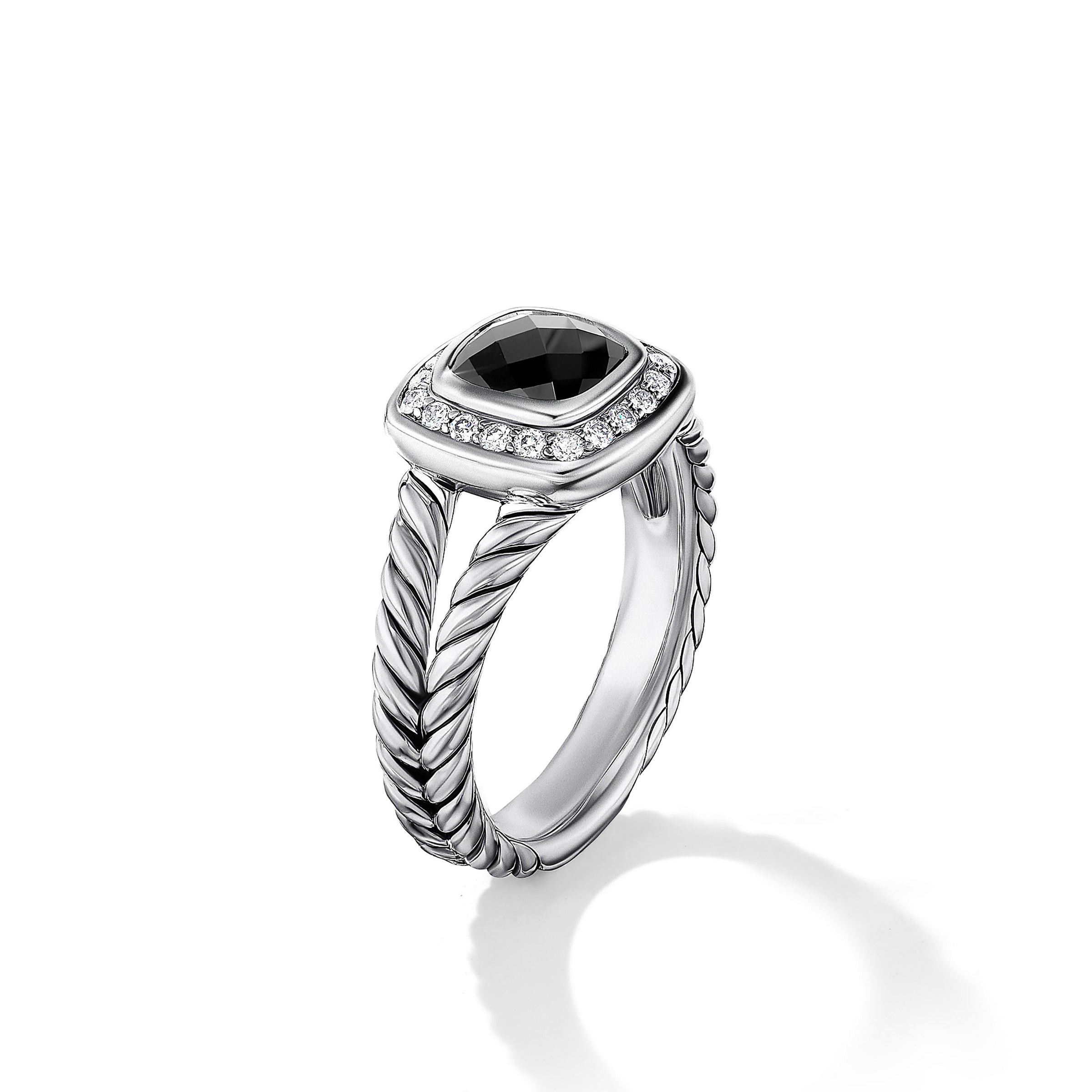 David Yurman o1w1db10525 R07443D Ring in Silver with Onyx and Diamond Size ONE SIZE - 2 Thumbnail