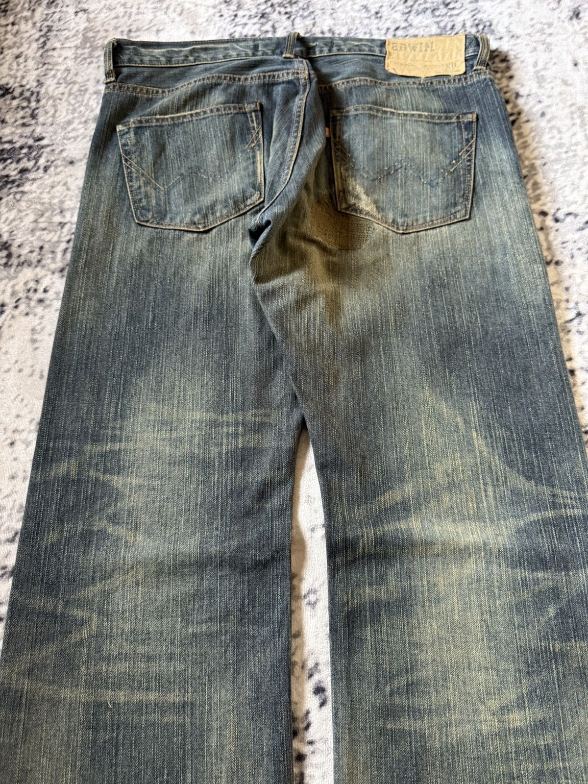 Japanese Brand Vintage Edwin 403xv Stitch Repaired Mud Wash Straight Jeans Size US 34 / EU 50 - 9 Thumbnail