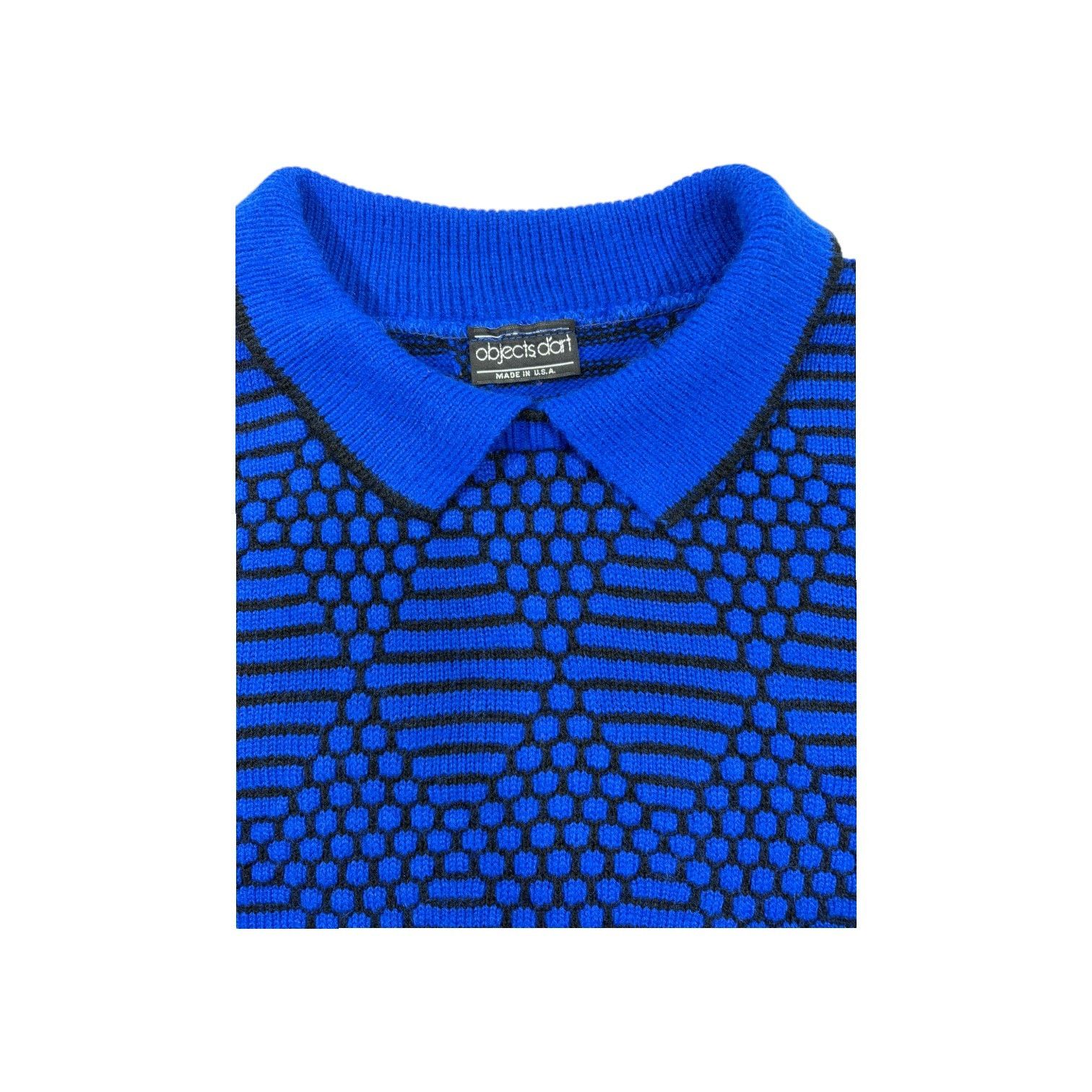 Other Vintage Retro Collared Sweater Objects D'art Blue Black S Size S / US 4 / IT 40 - 5 Thumbnail