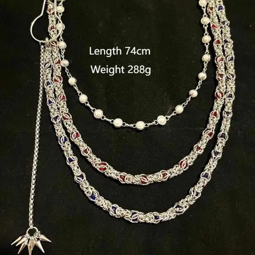 Jewelry 3 Pl Layer Gemstone and Pearl Wallet Chain. Pants Chain Size ONE SIZE - 3 Thumbnail