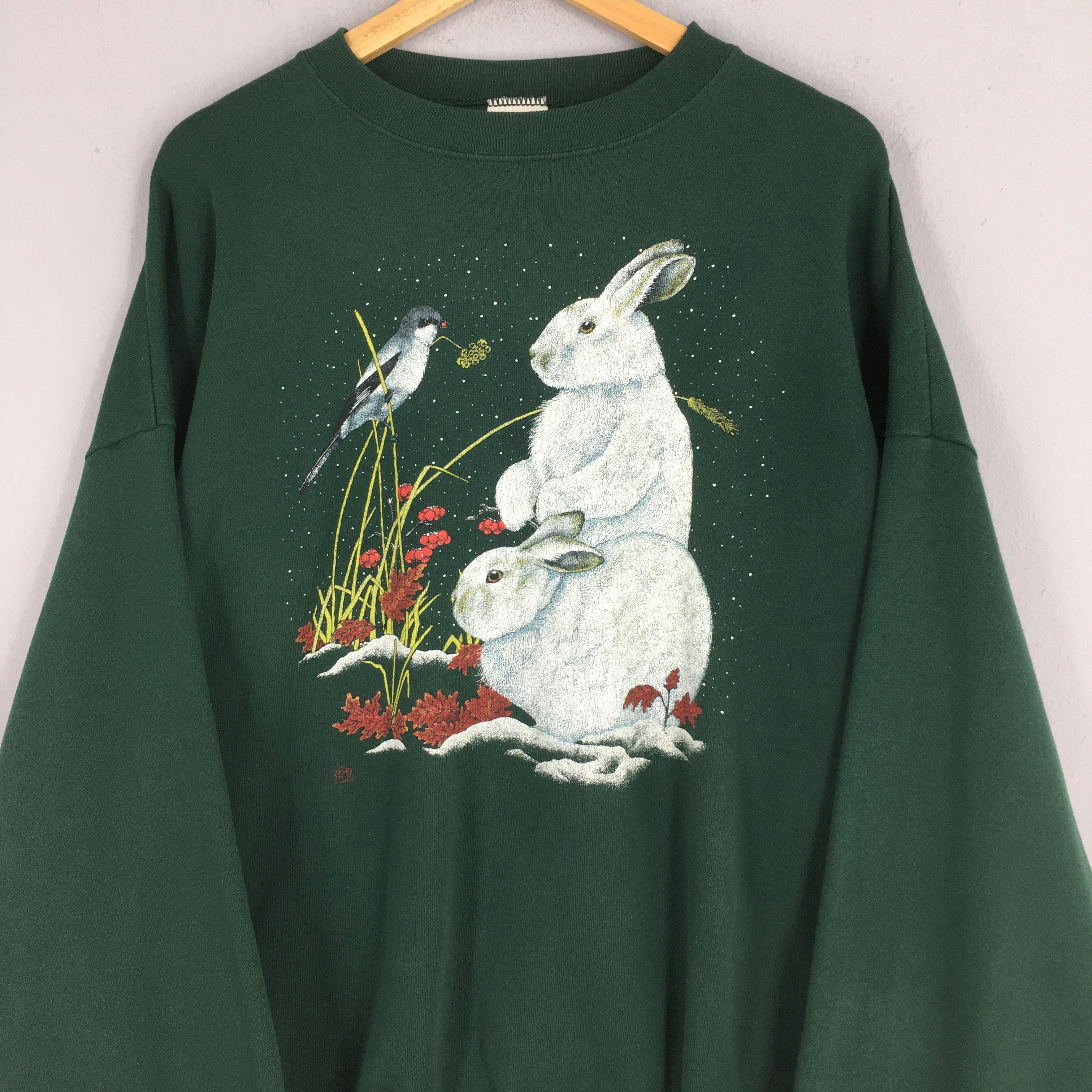 Habitat Vintage 90s Morning Sun Bunny Rabbit Sweatshirt 3XLarge Size US XXL / EU 58 / 5 - 2 Thumbnail