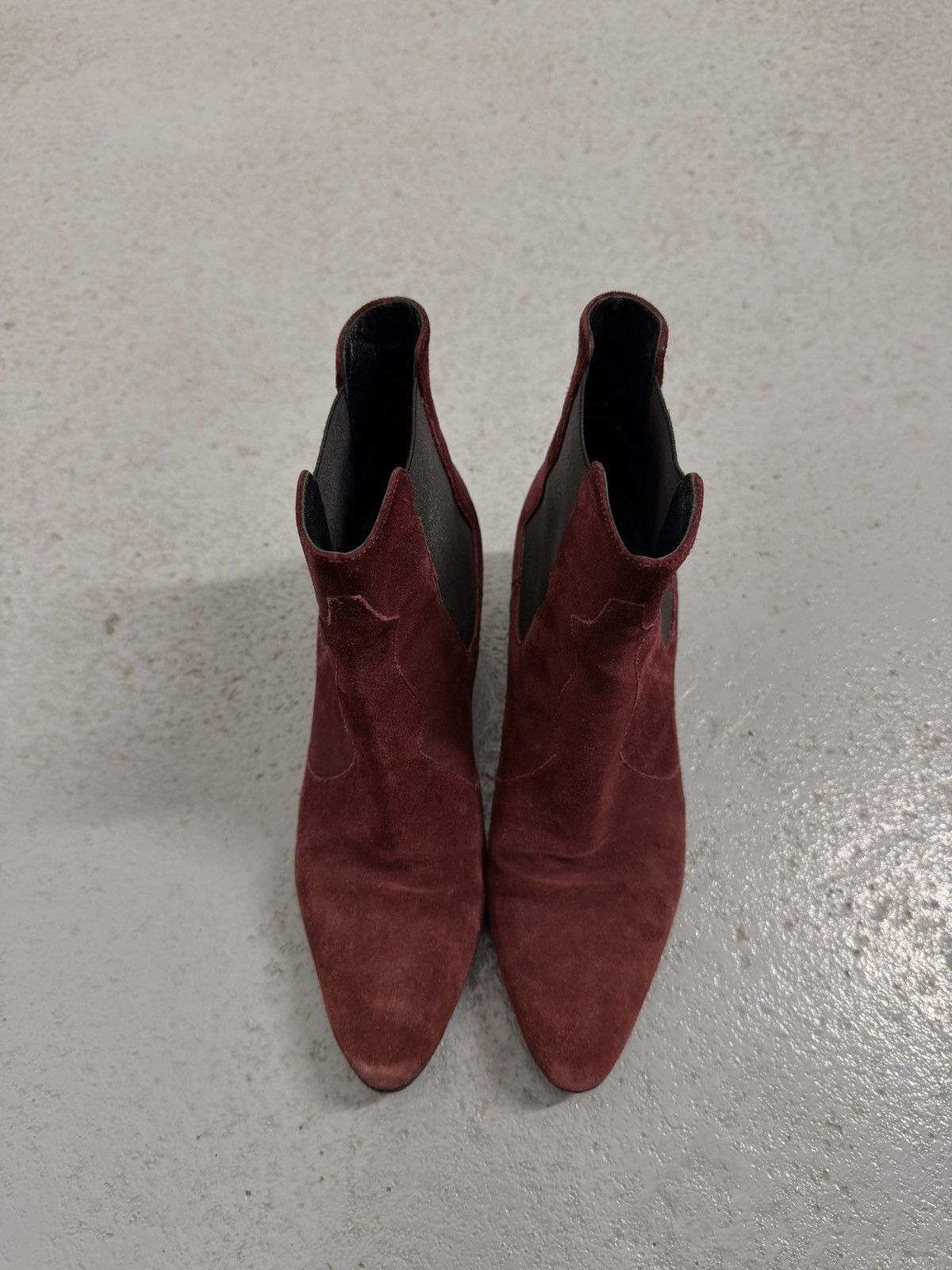 Saint Laurent Paris Saint Laurent Burgundy Suede Chelsea Boots Size US 8 / IT 38 - 4 Thumbnail
