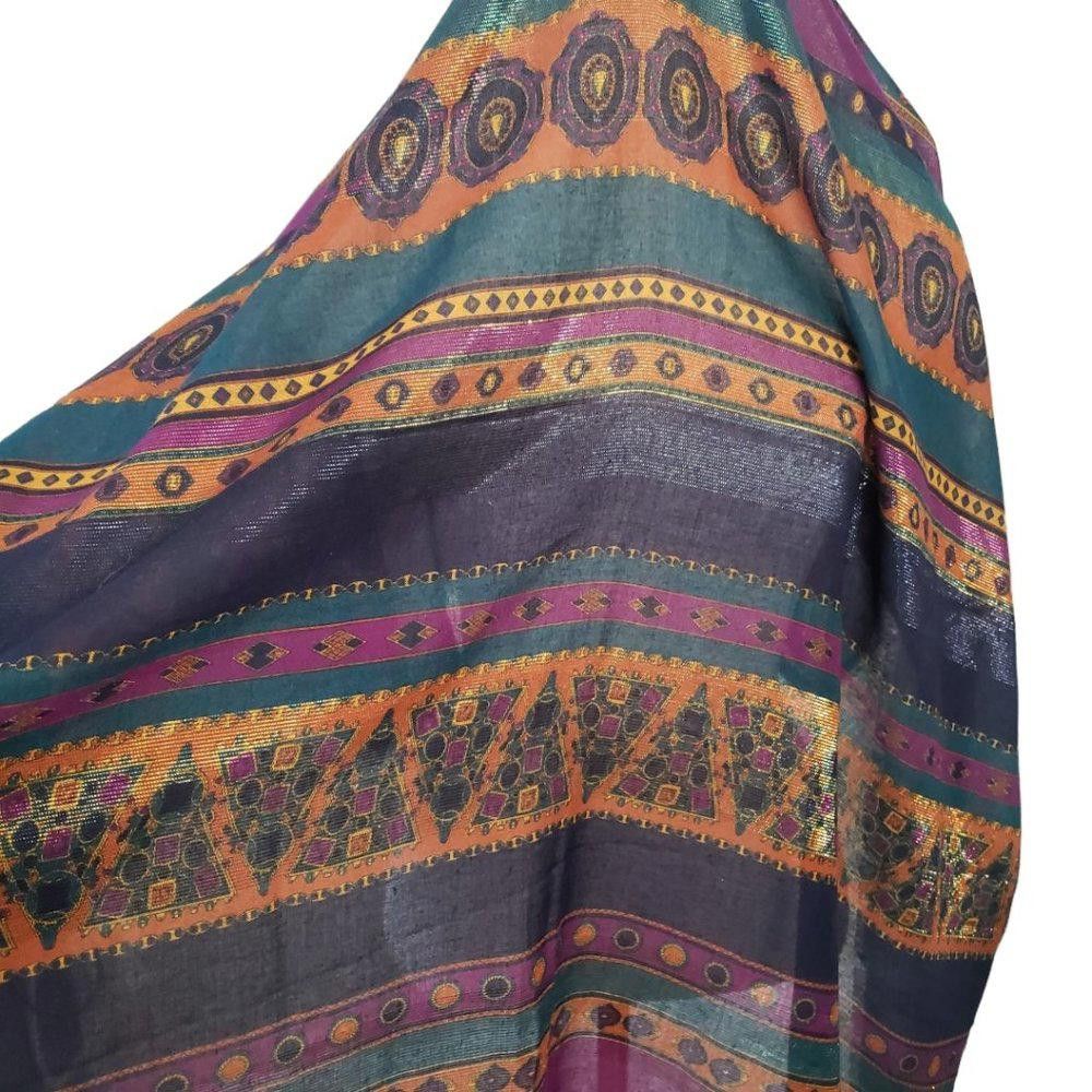 Designer CT836 Indian Motif Sheer Shawl/Wrap Size ONE SIZE - 4 Thumbnail