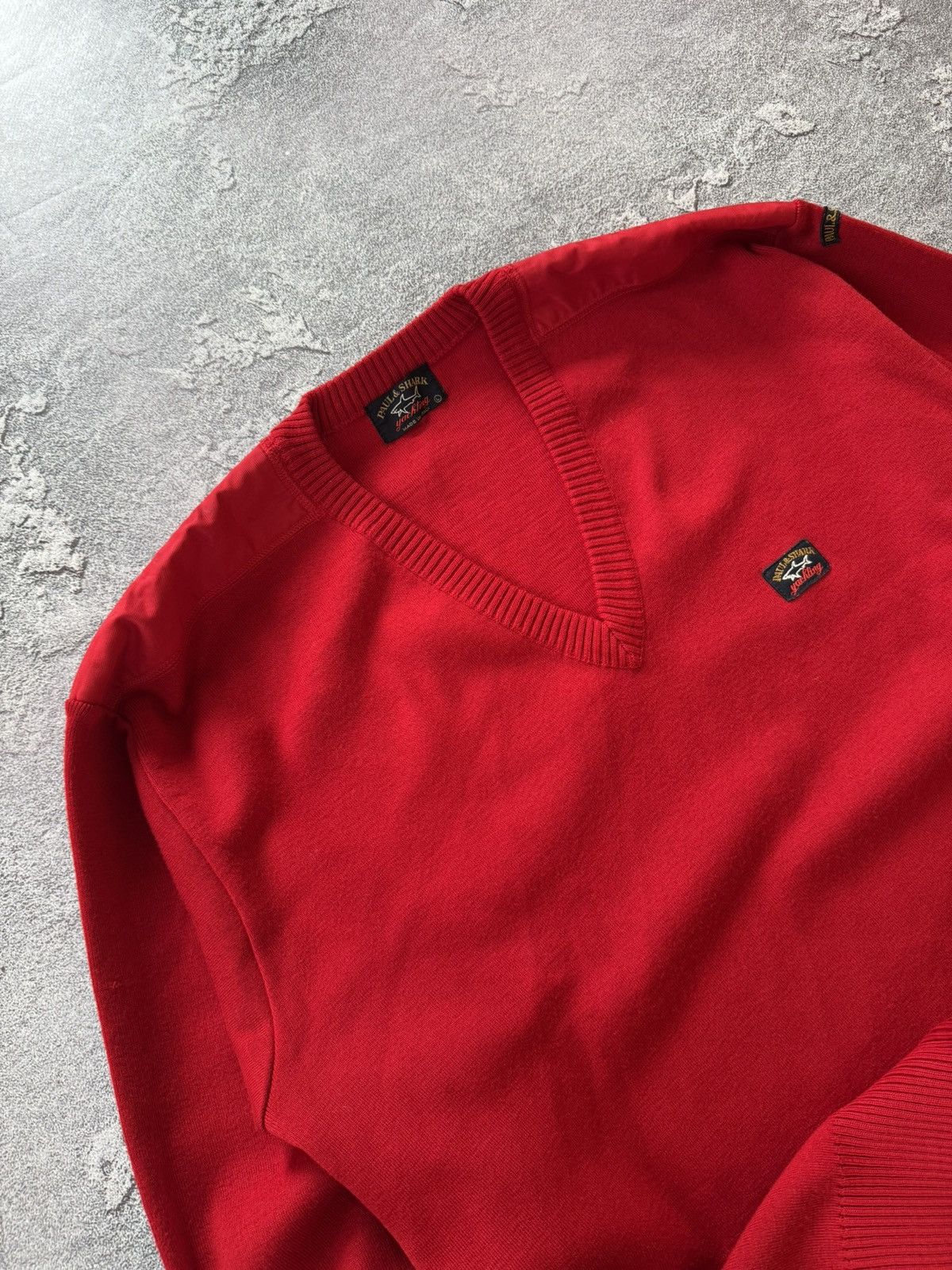 Paul & Shark × Vintage Paul & Shark L Red v-neck sweater knitwear jumper pullover Size US L / EU 52-54 / 3 - 2 Thumbnail