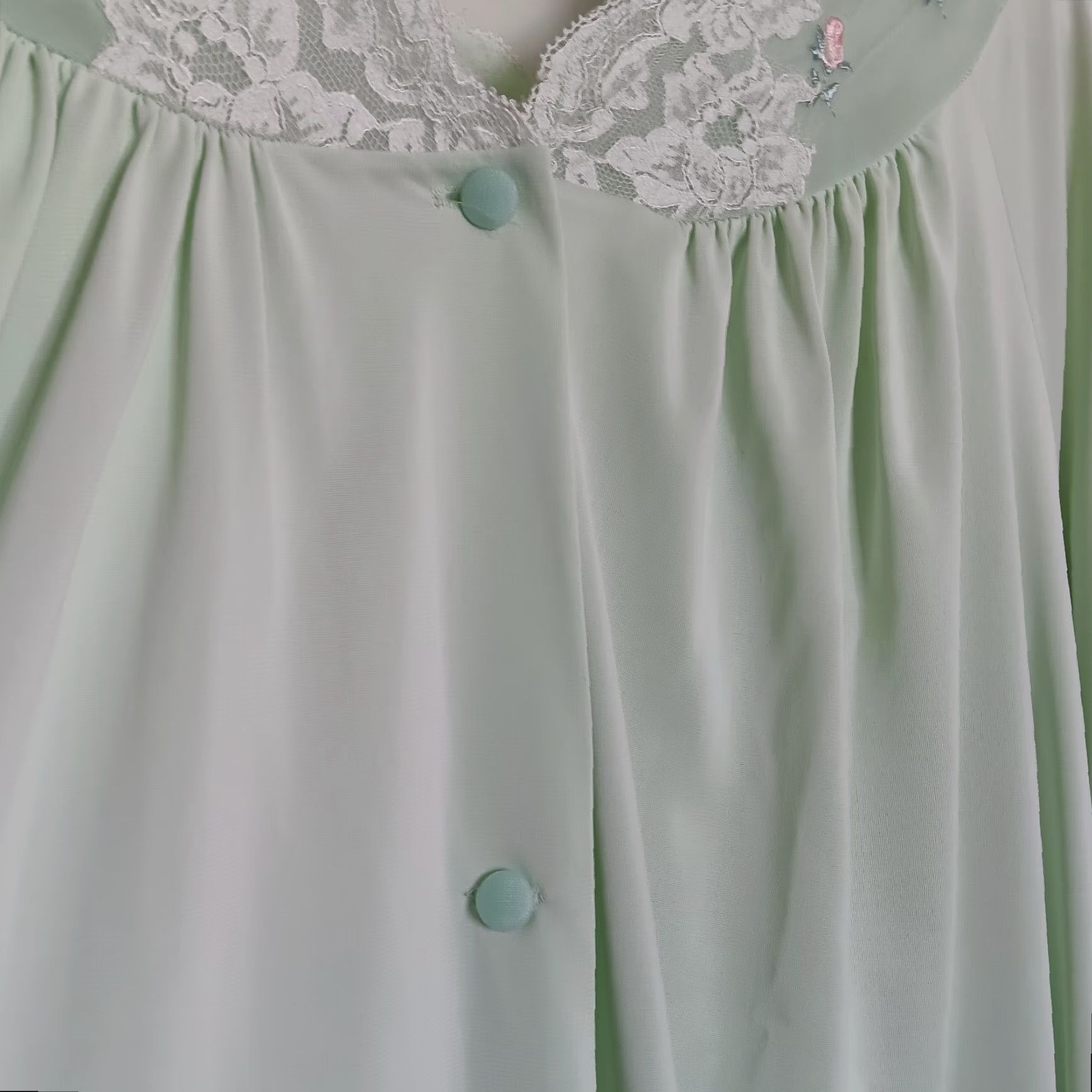 Vintage VINTAGE ShadowLine Green Lace Nightgown Set 2 Piece Long Vintage Sleepwear Womens Medium Size ONE SIZE - 6 Thumbnail