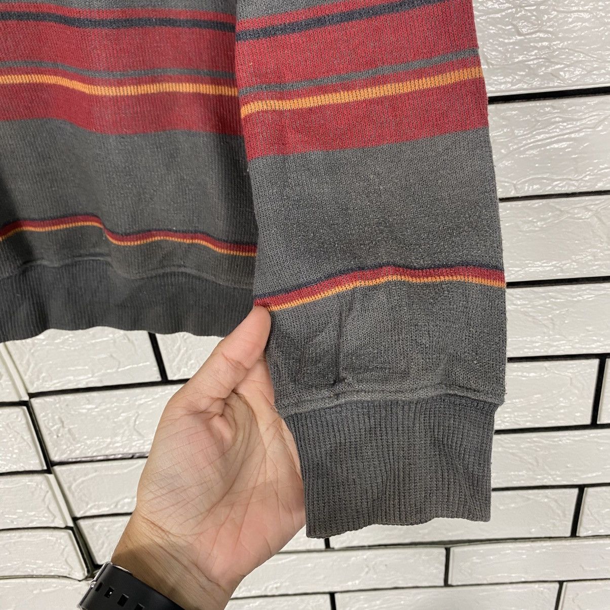 Issey Miyake 📌Vintage Anorak Sweatshirt Simple Life Striped Size US L / EU 52-54 / 3 - 14 Thumbnail