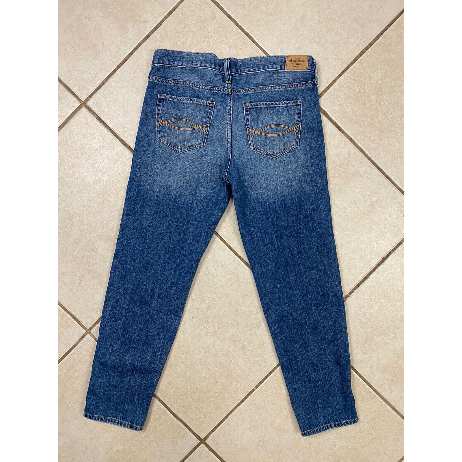 Abercrombie & Fitch Abercrombie & Fitch Boyfriend Jeans Blue Denim Distressed Size 27" / US 4 / IT 40 - 4 Thumbnail