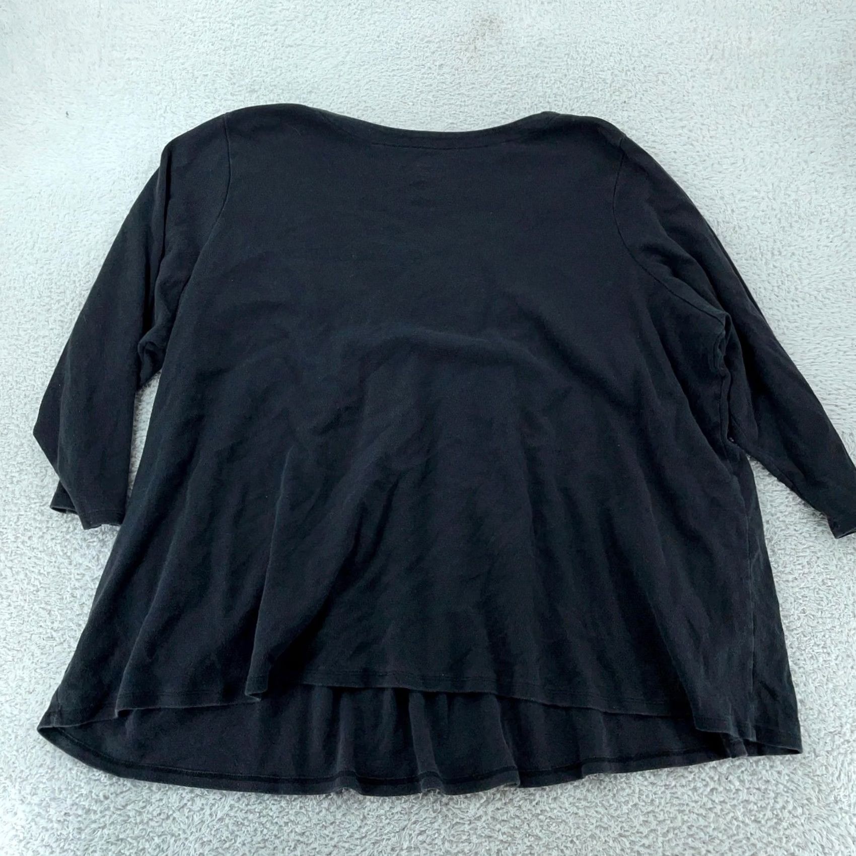 Vintage Roaman's Shirt Womens 4X Black Tunic Scoop Neck Pintuck Pleated Pockets 4X Womens Shirt Tunic Scoop Neck 3/4 Sleeve Pocket Pleated Black Roaman's Size XXL / US 16-18 / IT 52-54 - 3 Thumbnail