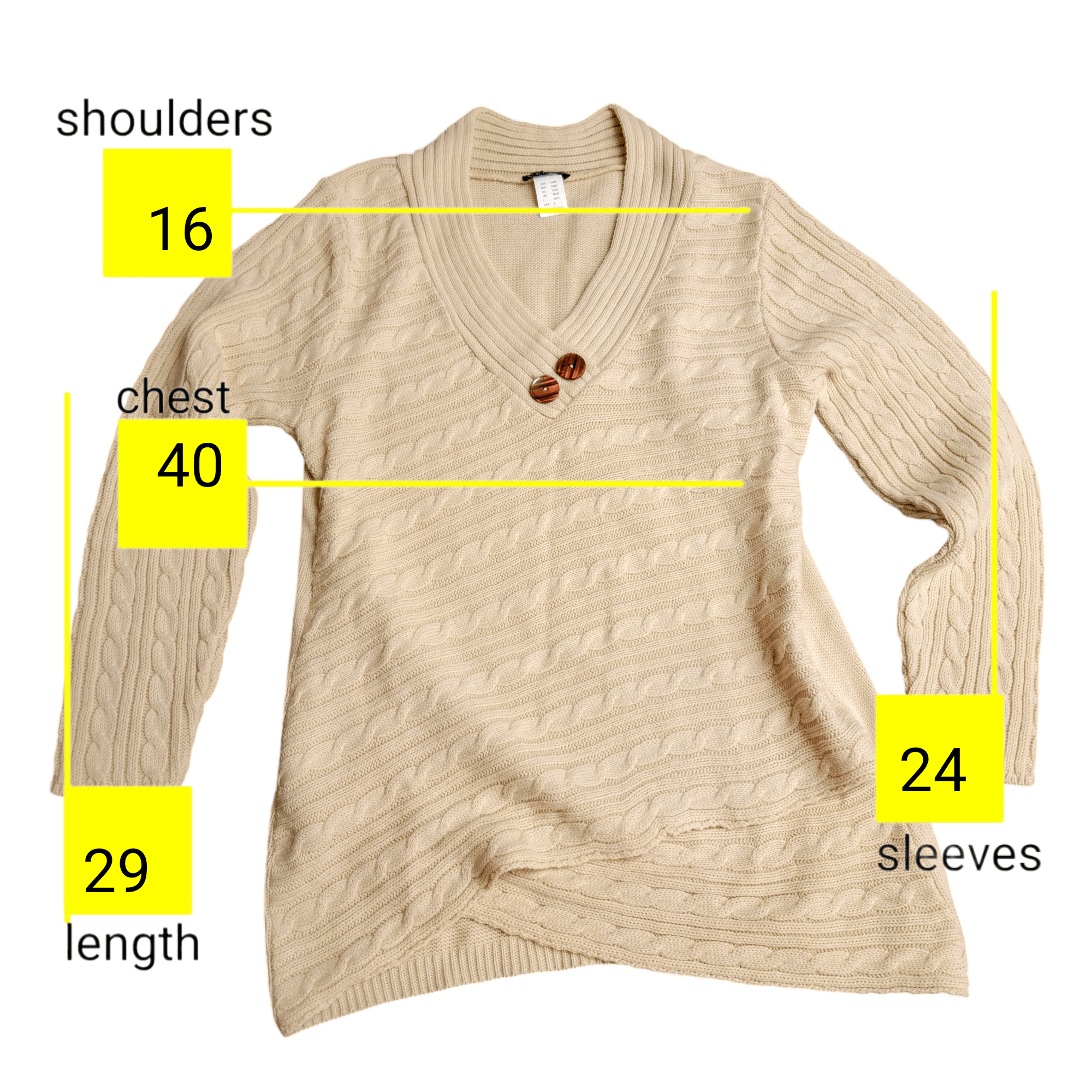 Venus Venus Neutral Tan Sexy Cable Knit Sweater NEW Size L / US 10 / IT 46 - 2 Thumbnail