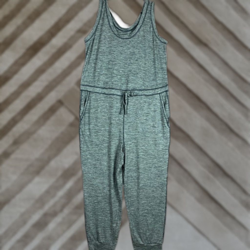 Vintage Joe Fresh Jumpsuit Women Heathered Gray Tie Waist Active Stretch L Large Size 36" / US 14 / IT 50 - 1 Thumbnail