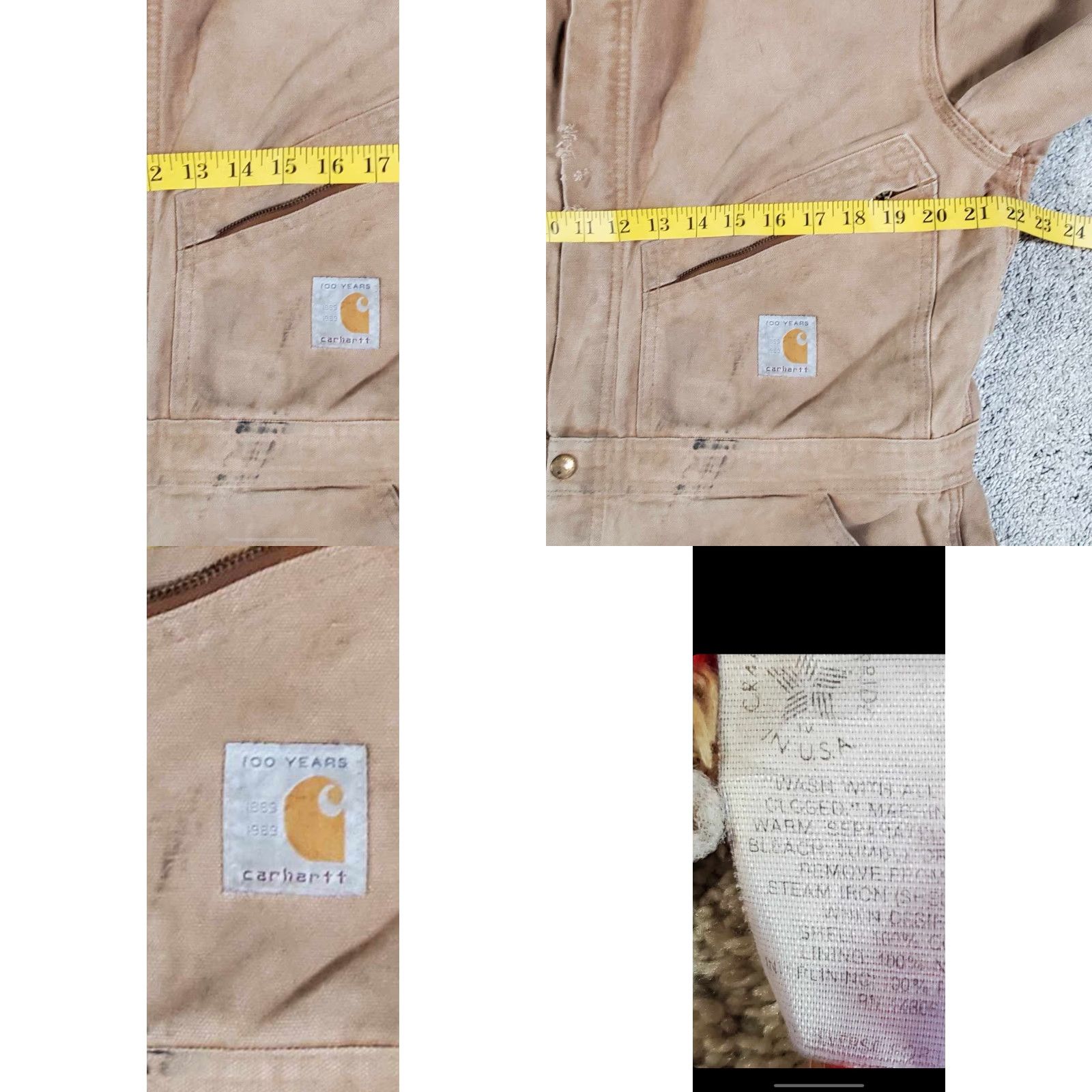 Carhartt Vtg 1989 Carhartt Canvas Duck Coveralls 42R Insulated Lined Distressed Workwear 80s Hunting Mens Brown Long Zip Pockets Logo Zipper Size US 42 / EU 58 - 9 Thumbnail