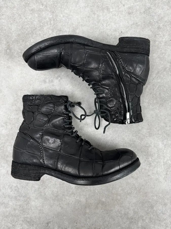 Isaac Sellam Experience Isaac Sellam Premiata Black Crocodile Leather Combat Boots Size US 11 / EU 44 - 2 Thumbnail