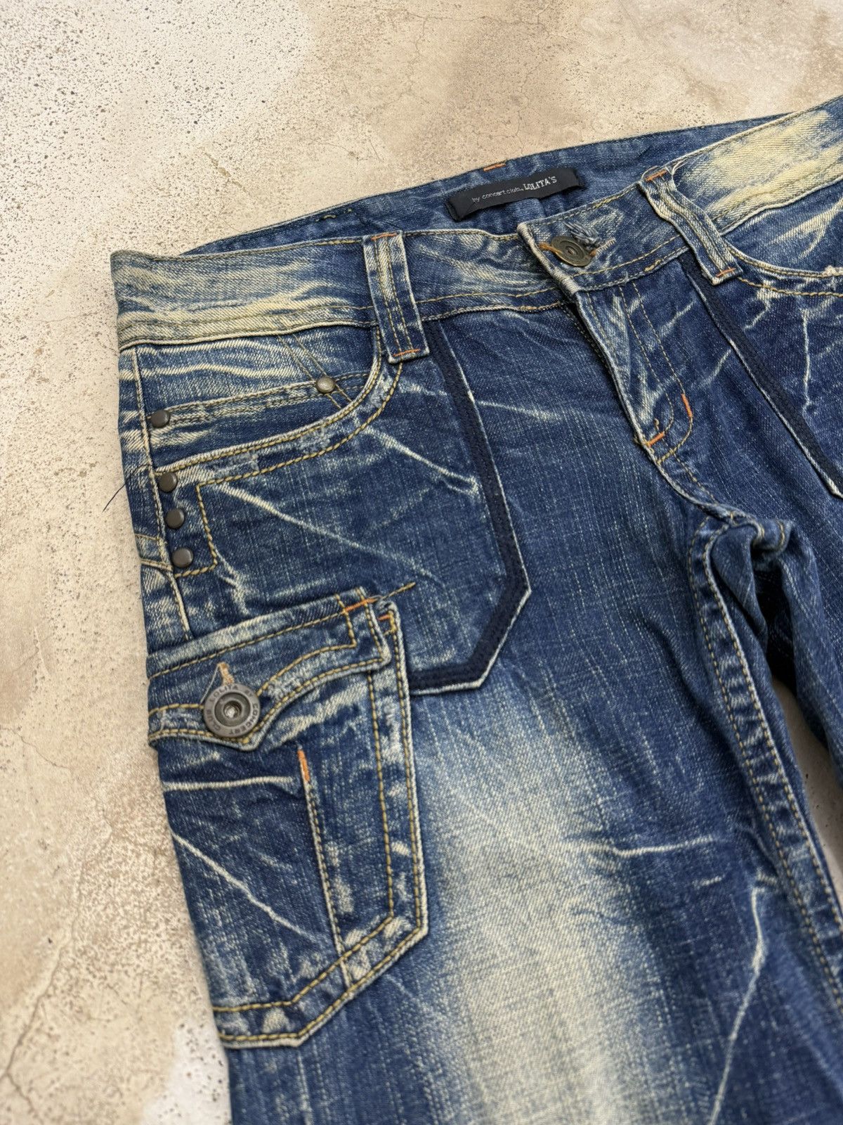 Hysteric Glamour Wide Leg Mudwash Thunder Whisker Distressed Denim Pants Size US 31 - 7 Thumbnail