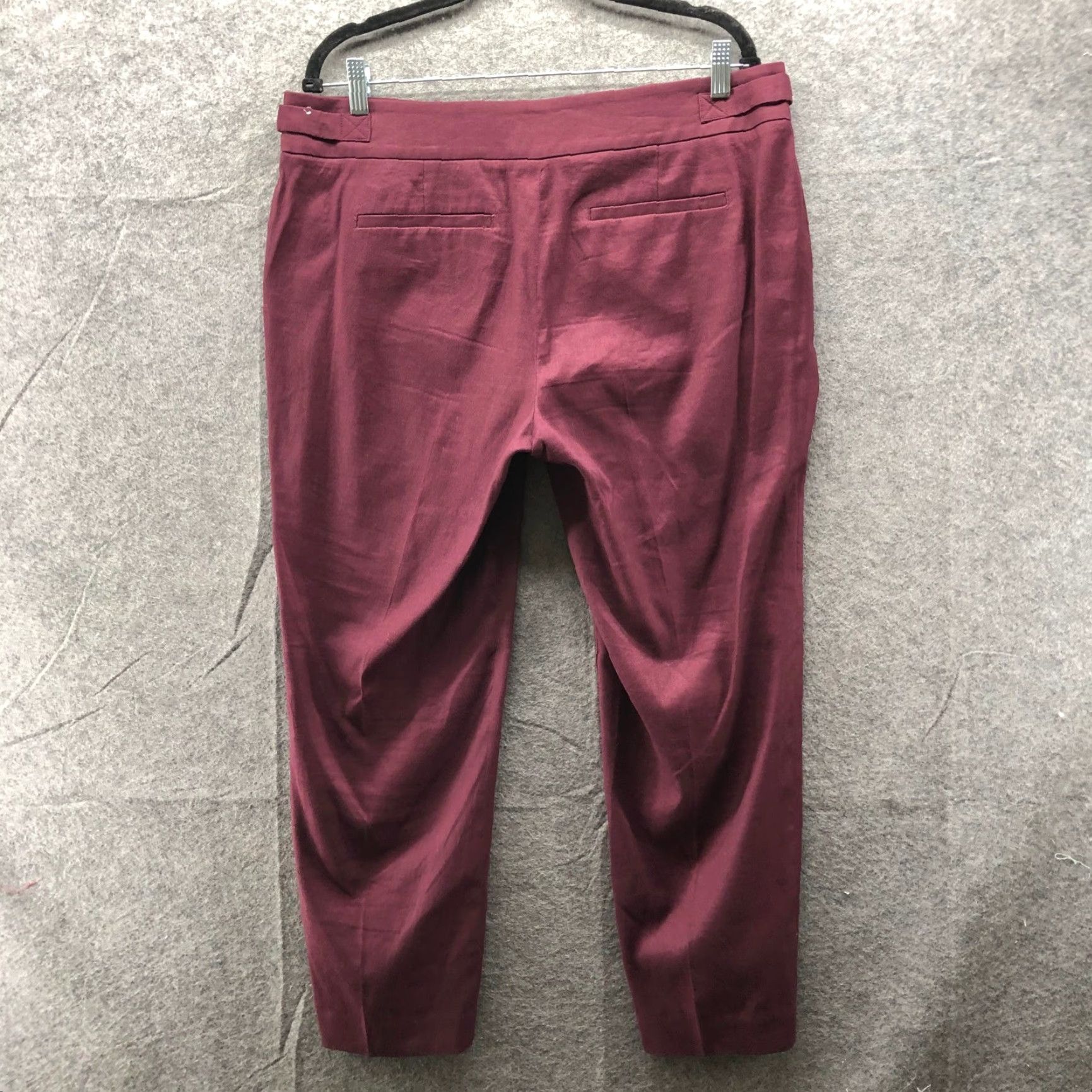 Loft VINTAGE? No. Loft Marisa Tapered Ankle Pants Womens 12 Cotton Linen Burgundy Mid Rise Size 34" / US 12 / IT 48 - 2 Thumbnail