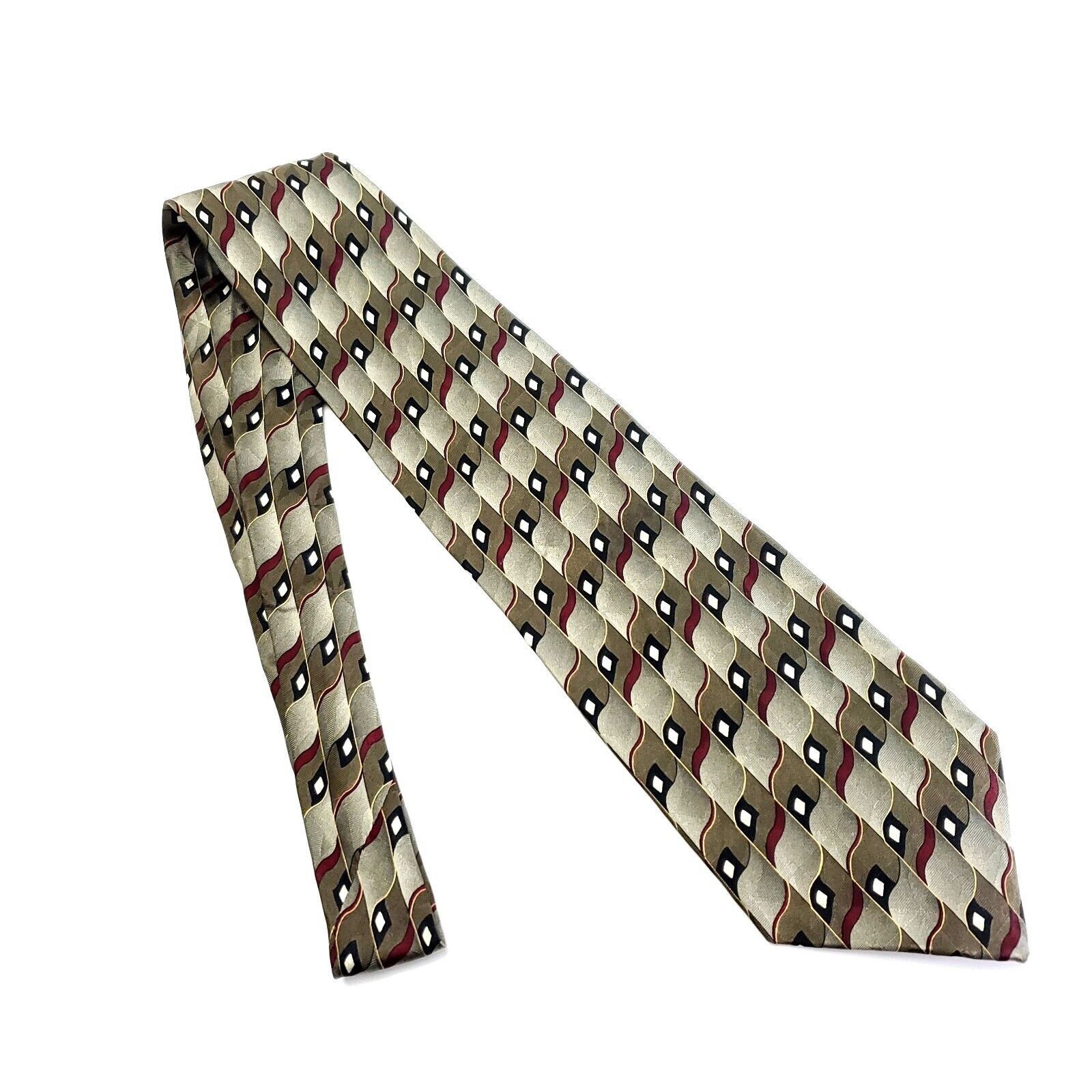 Croft & Barrow Croft Barrow Silk Tie Print Green Geometric Wide Size ONE SIZE - 6 Thumbnail
