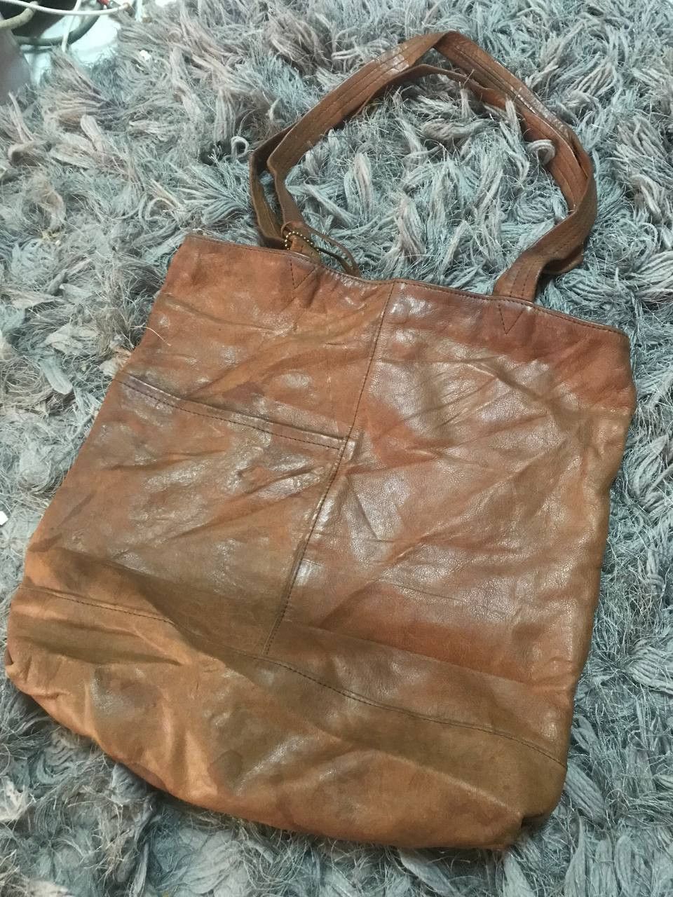 Japanese Brand × Leather Vintage ITAGAKI HOKKAIDO Patina Leather Tote Shoulder Bag Size ONE SIZE - 3 Thumbnail