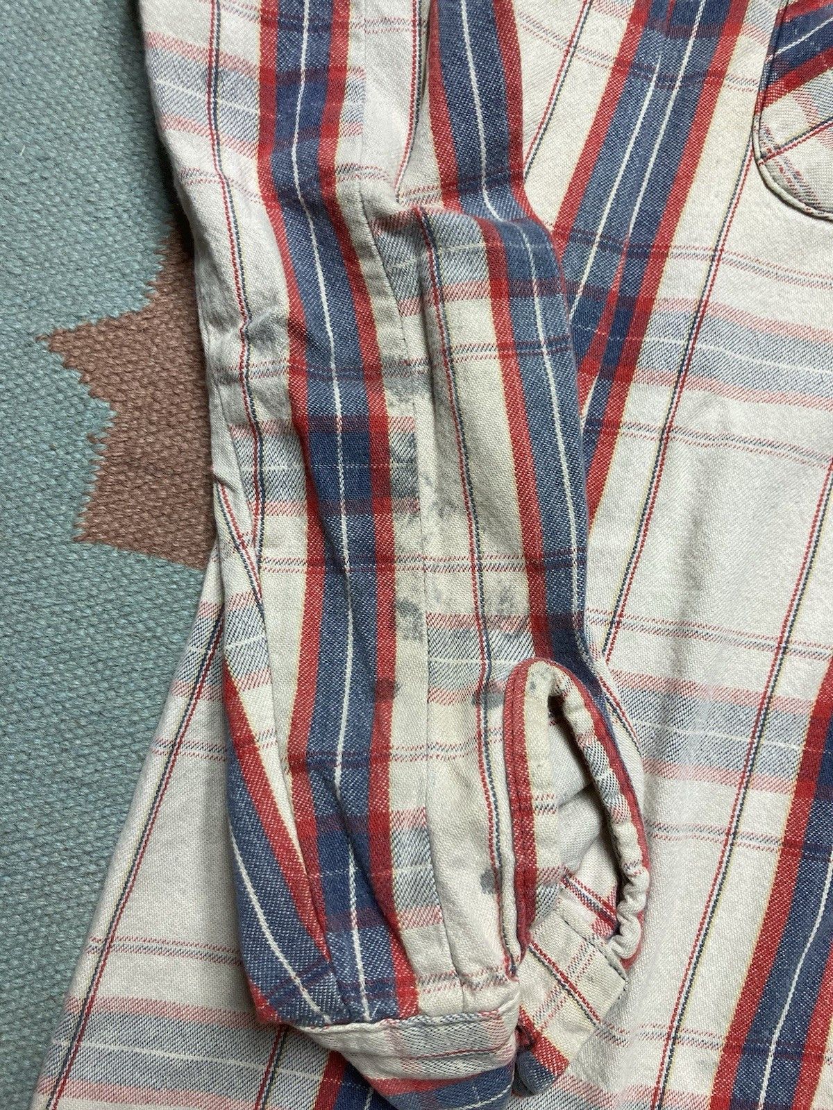 Vintage 70s Mr Leggs flannel shirt cotton plaid farm repaired XL Size US XL / EU 56 / 4 - 2 Thumbnail