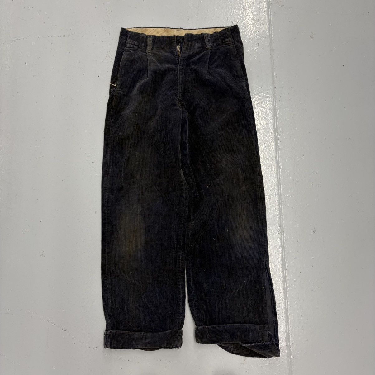 Other Vintage 40s Navy Faded Drop Loop Workwear Corduroys 26x25 Size 26" / US 2 / IT 38 - 1 Thumbnail