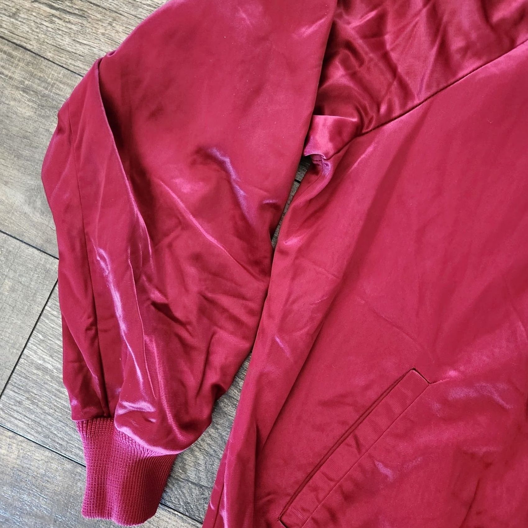 Pierre Cardin VINTAGE Pierre Cardin Track Jacket Mens L 80s Burgundy Red Striped Full Zip Short Sleeve Knit Polyester Size US L / EU 52-54 / 3 - 7 Thumbnail