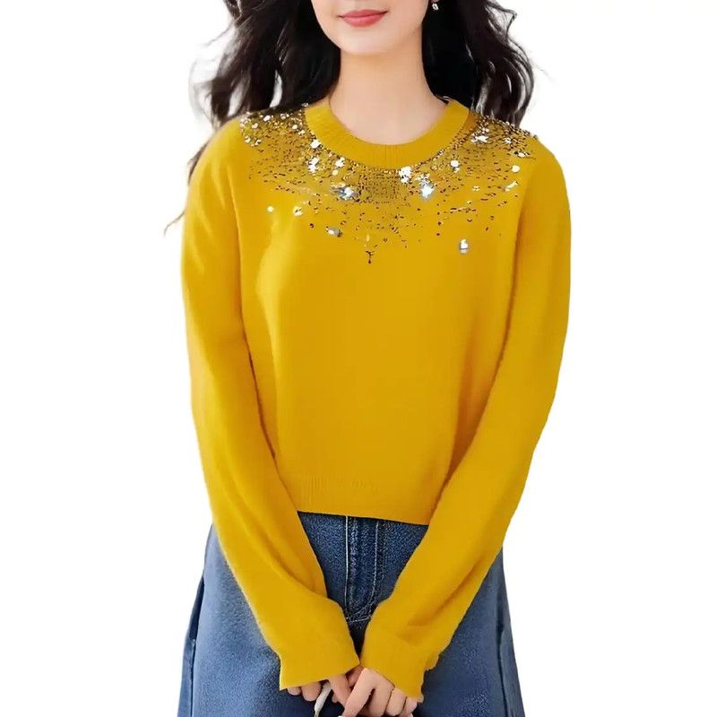 Miu Miu Yellow Cashmere Long Sleeve Sweater 0089