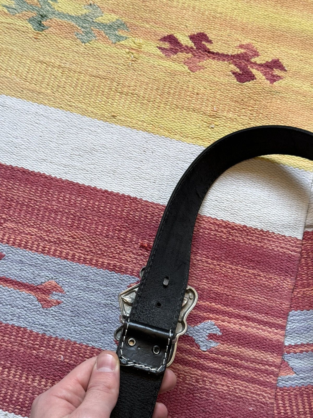 Genuine Leather Vintage 00’s Harley Davidson y2k Black Genuine Leather Belt Size ONE SIZE - 6 Thumbnail