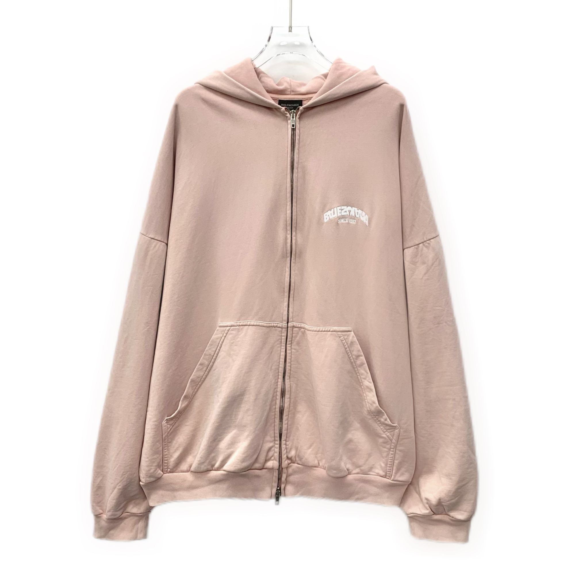Balenciaga Balenciaga Pink Logo Embroidered Cotton Zip-Up Hoodie Jacket Size L / US 10 / IT 46 - 1 Thumbnail