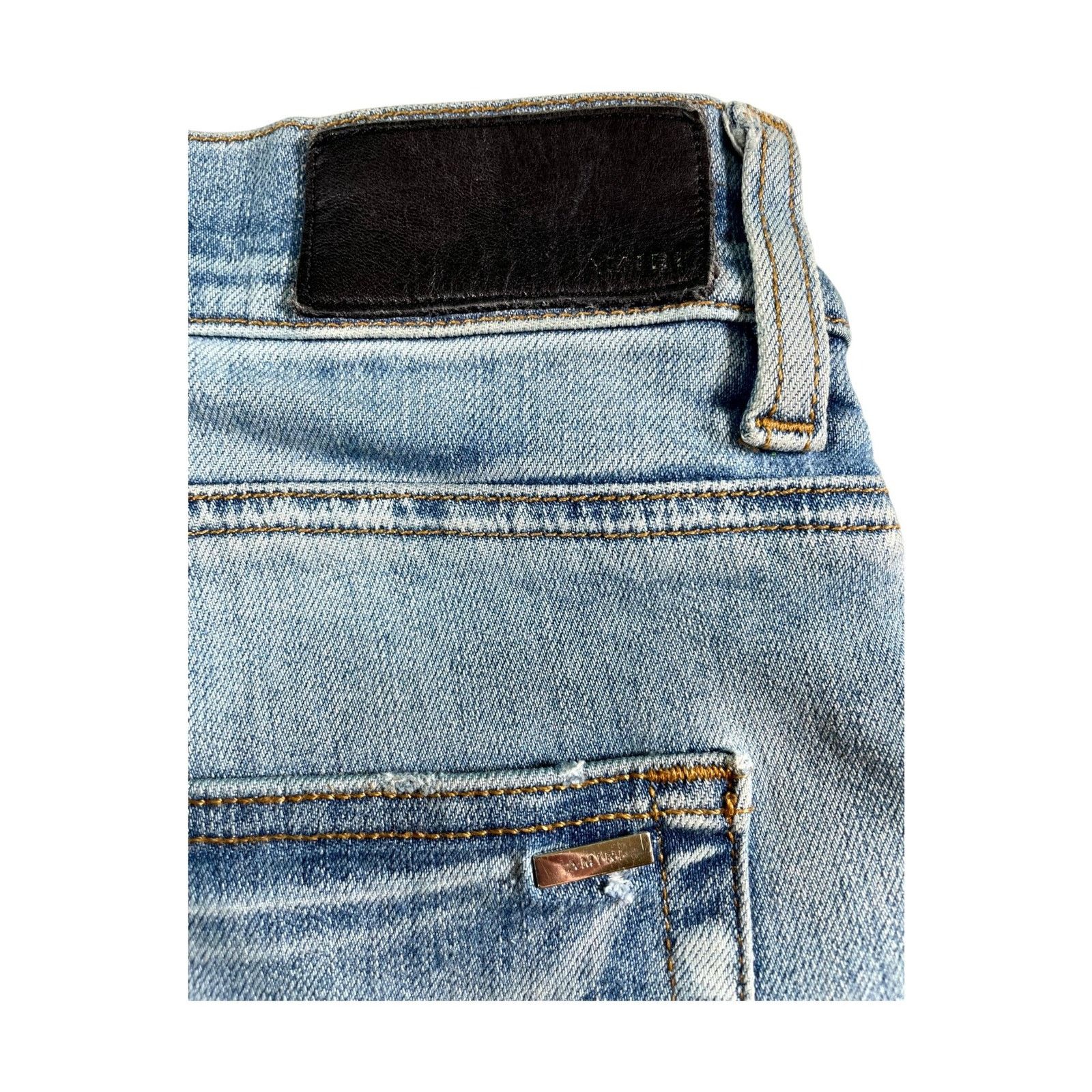 Amiri Amiri "MX2 Paisley Patch" Light Wash & Brown Jeans Size US 38 / EU 54 - 3 Thumbnail