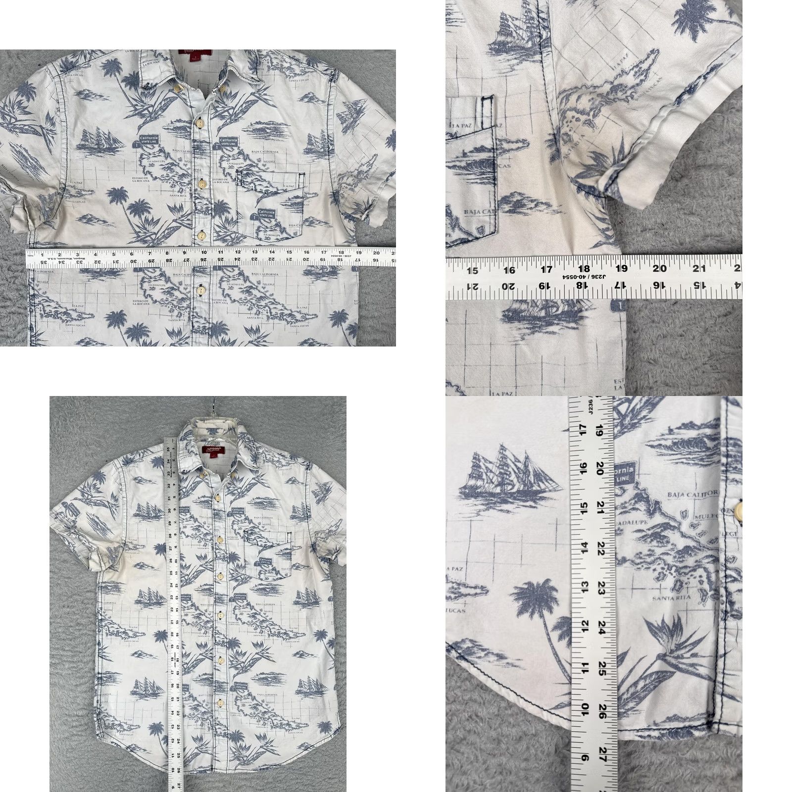 Vintage Arizona Jean Co Shirt Mens S White Short Sleeve Nautical Map Button Up Size US S / EU 44-46 / 1 - 8 Thumbnail