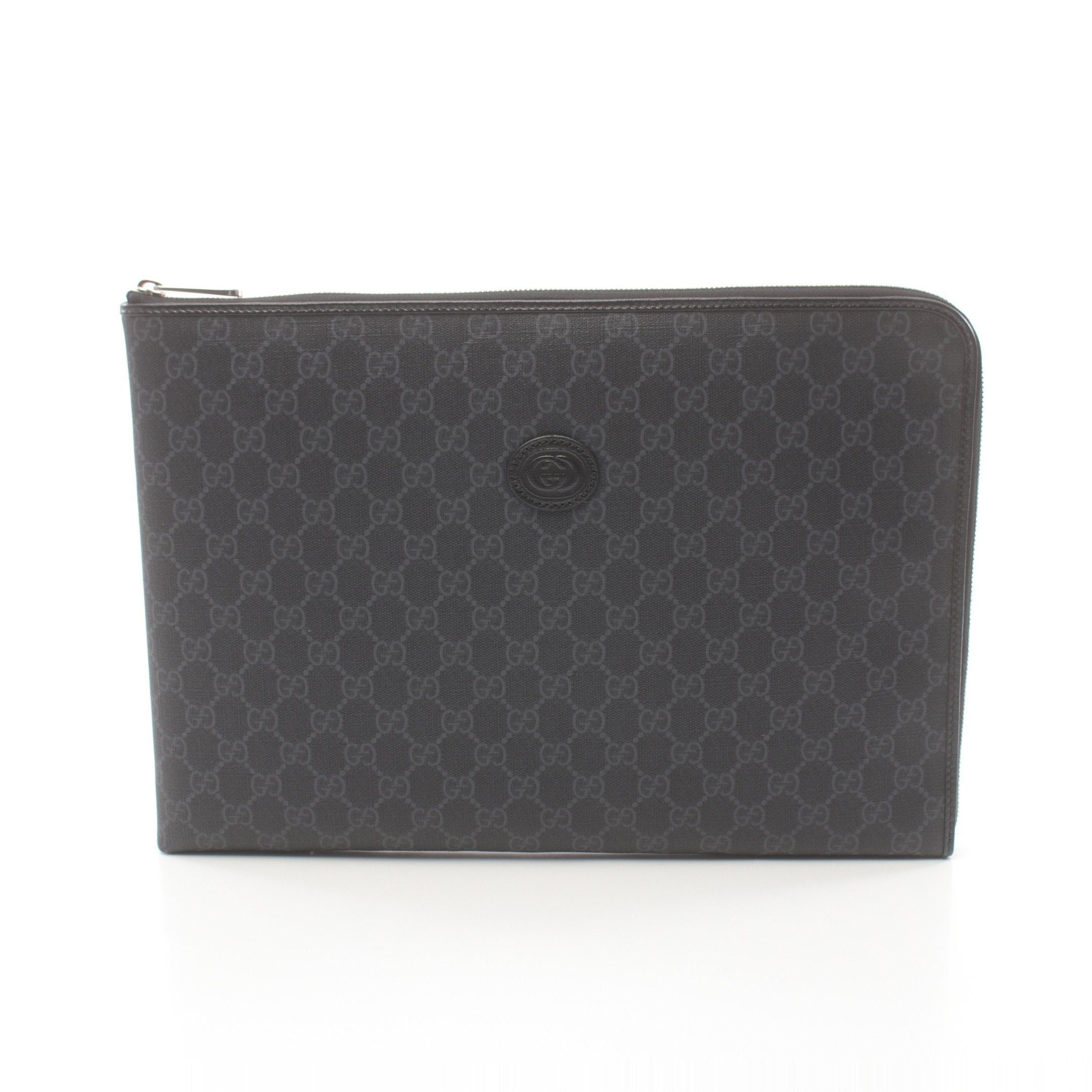 Gucci Gucci With Interlocking G Gg Supreme Document Case Clutch Bag Leather Black Size ONE SIZE - 1 Thumbnail