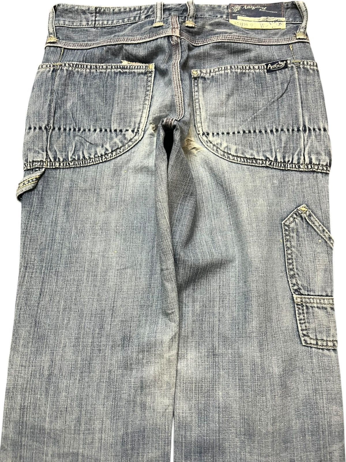 Antigua Vintage Antgauge Cargo Carpenter Distressed Denim Size US 30 / EU 46 - 8 Thumbnail